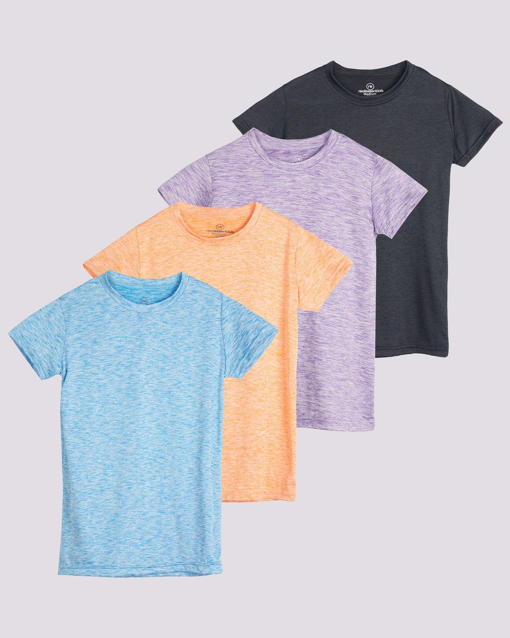 4 Pack: Girls Short Sleeve Dry-Fit Crew Neck Active T-Shirt