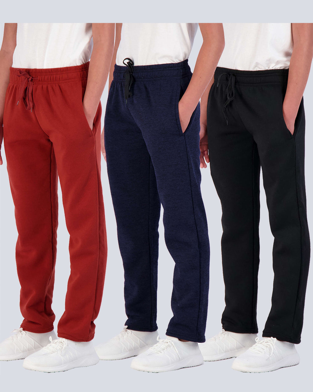 3 Pack: Boys Fleece Open Bottom Sweatpants