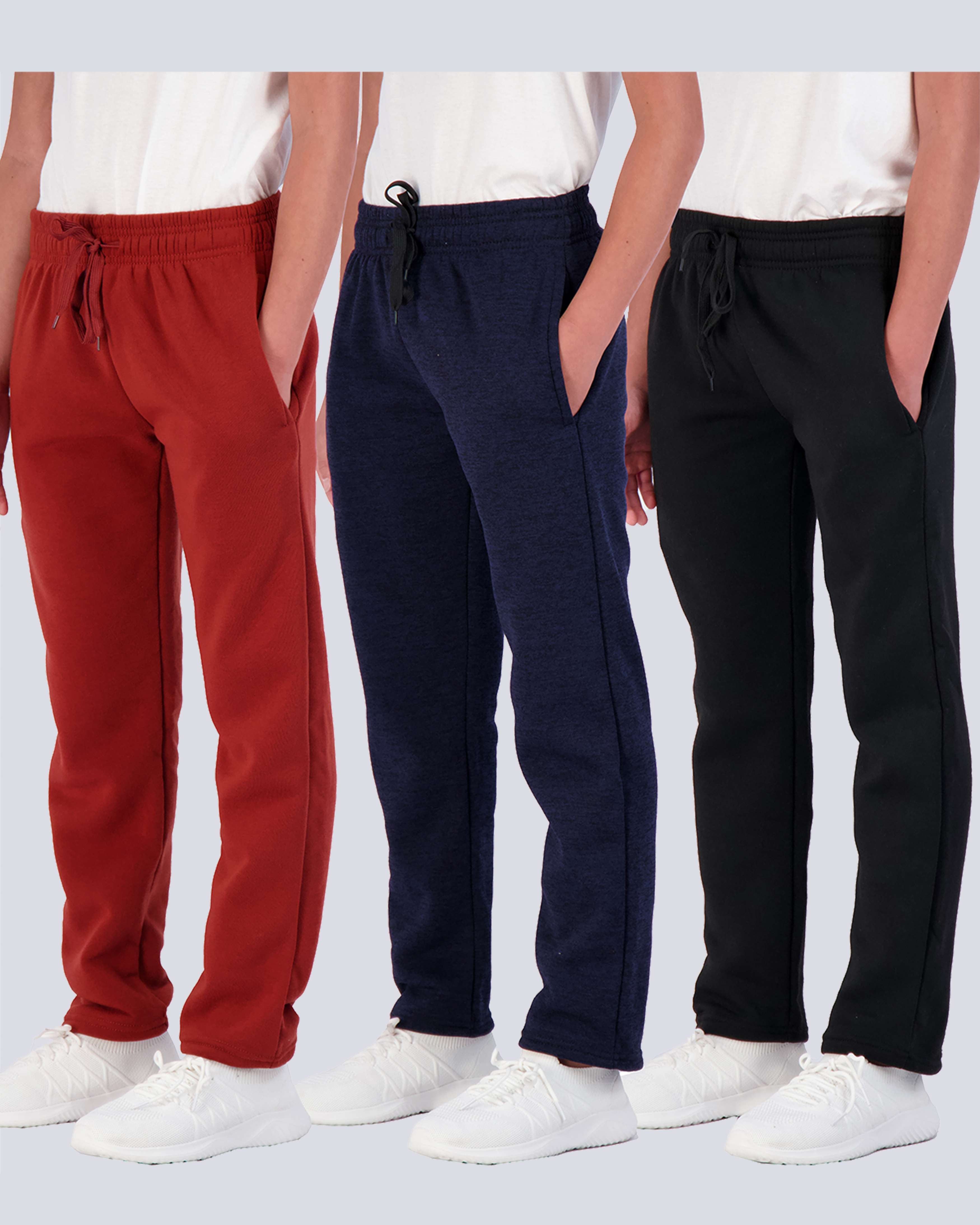 3 Pack: Boys Fleece Open Bottom Sweatpants