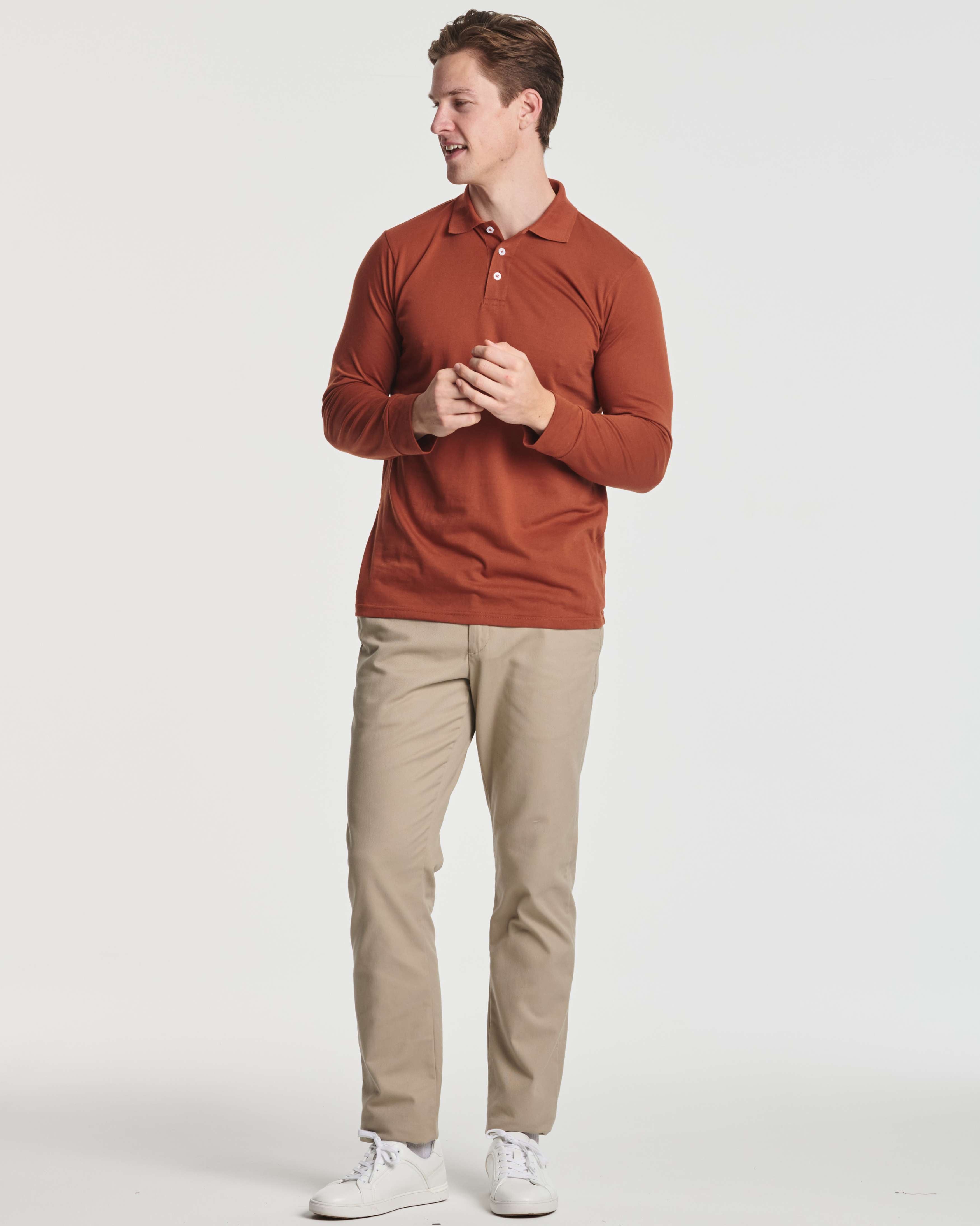 3 Pack: Men's Cotton Jersey Long-Sleeve Polo Shirt (Available in Big & Tall)