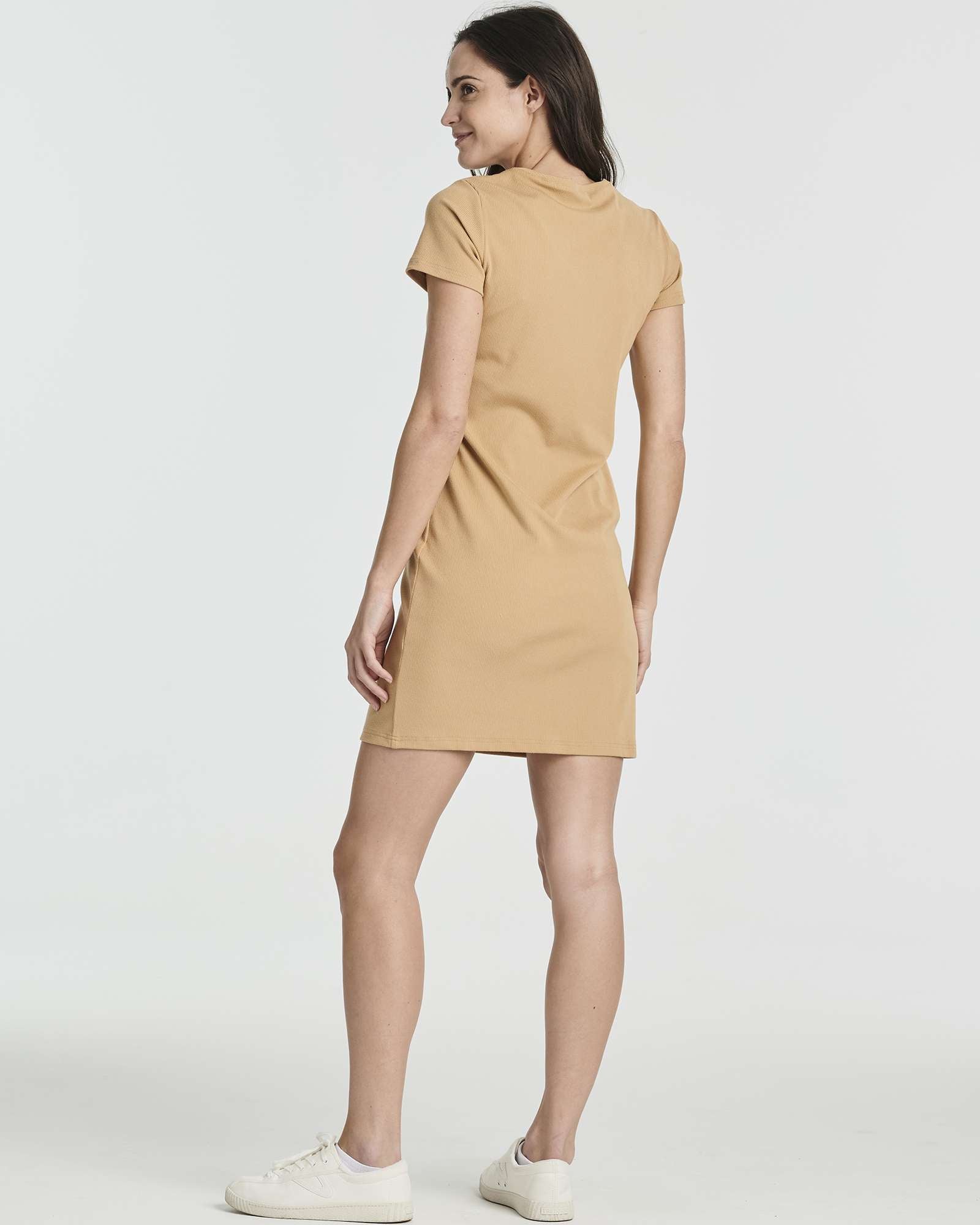 3 Pack: Women's Ribbed Knit Short-Sleeve V-Neck Swing Dress