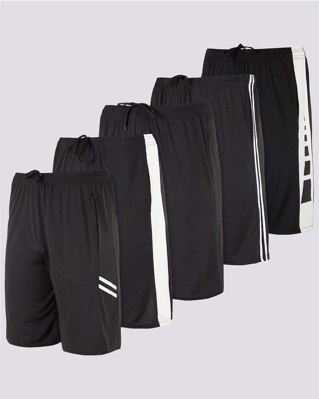 5 Pack: Mens Dry-Fit Active Performance Shorts