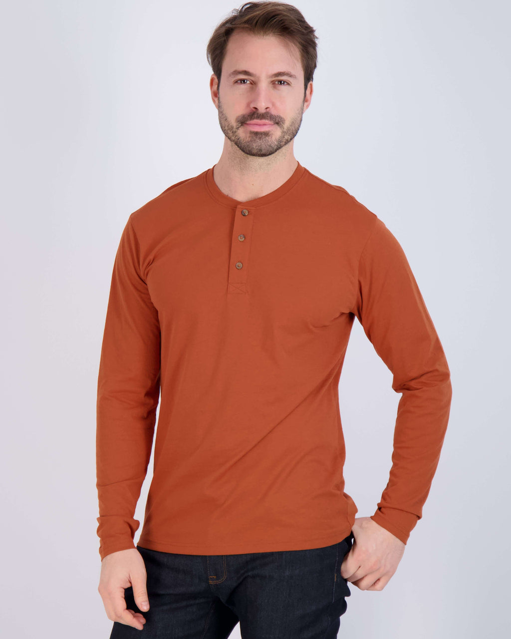 3 Pack: Mens Long Sleeve Cotton Henley T-Shirt