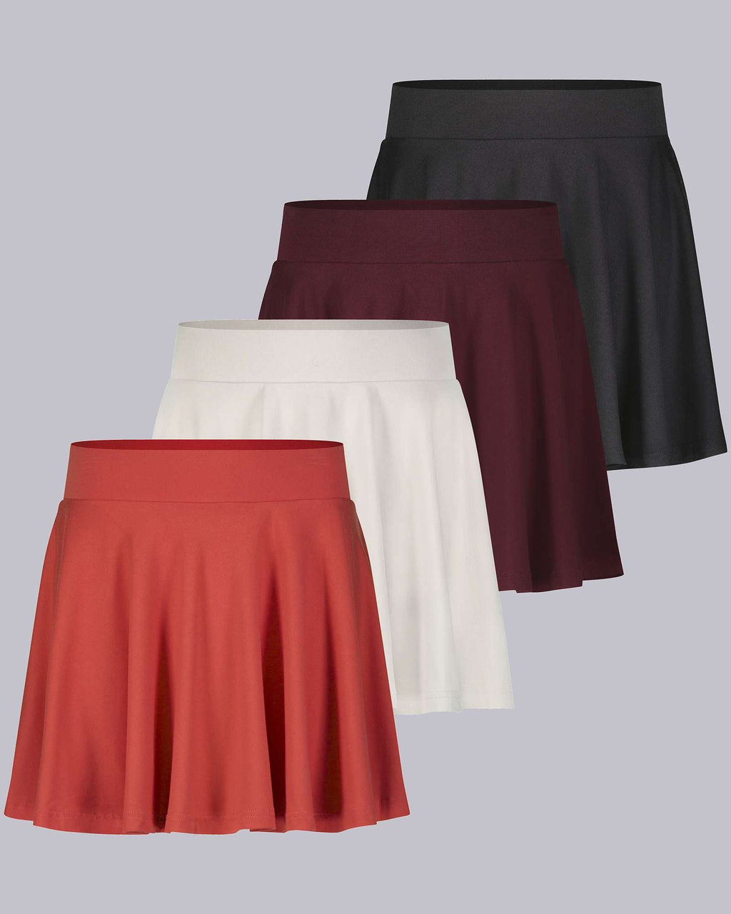 4 Pack: Women's Soft Casual Pleated Mini Skirt