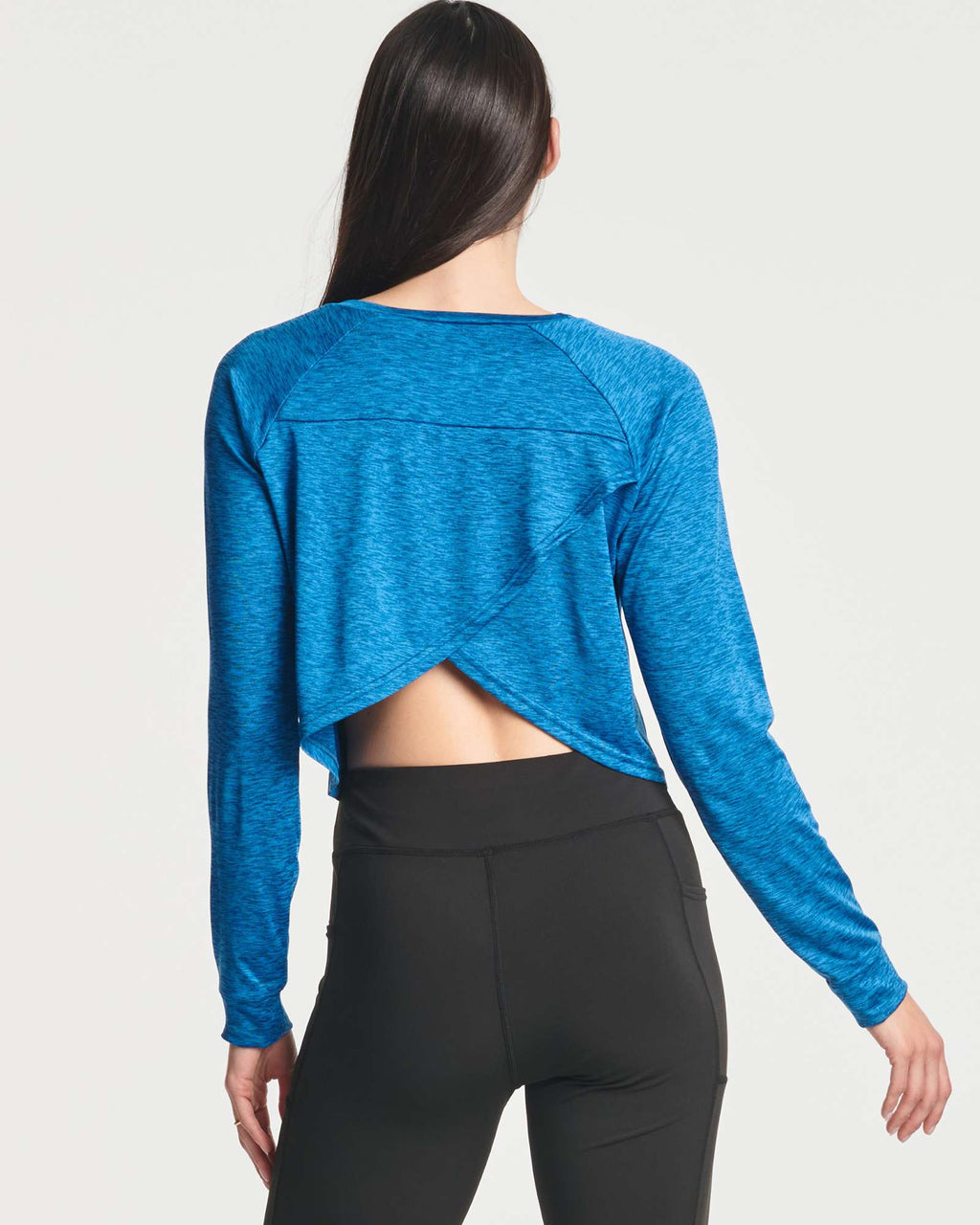 4 Pack: Women's Long Sleeve Petal Back Crop Top (Available in Plus Size)