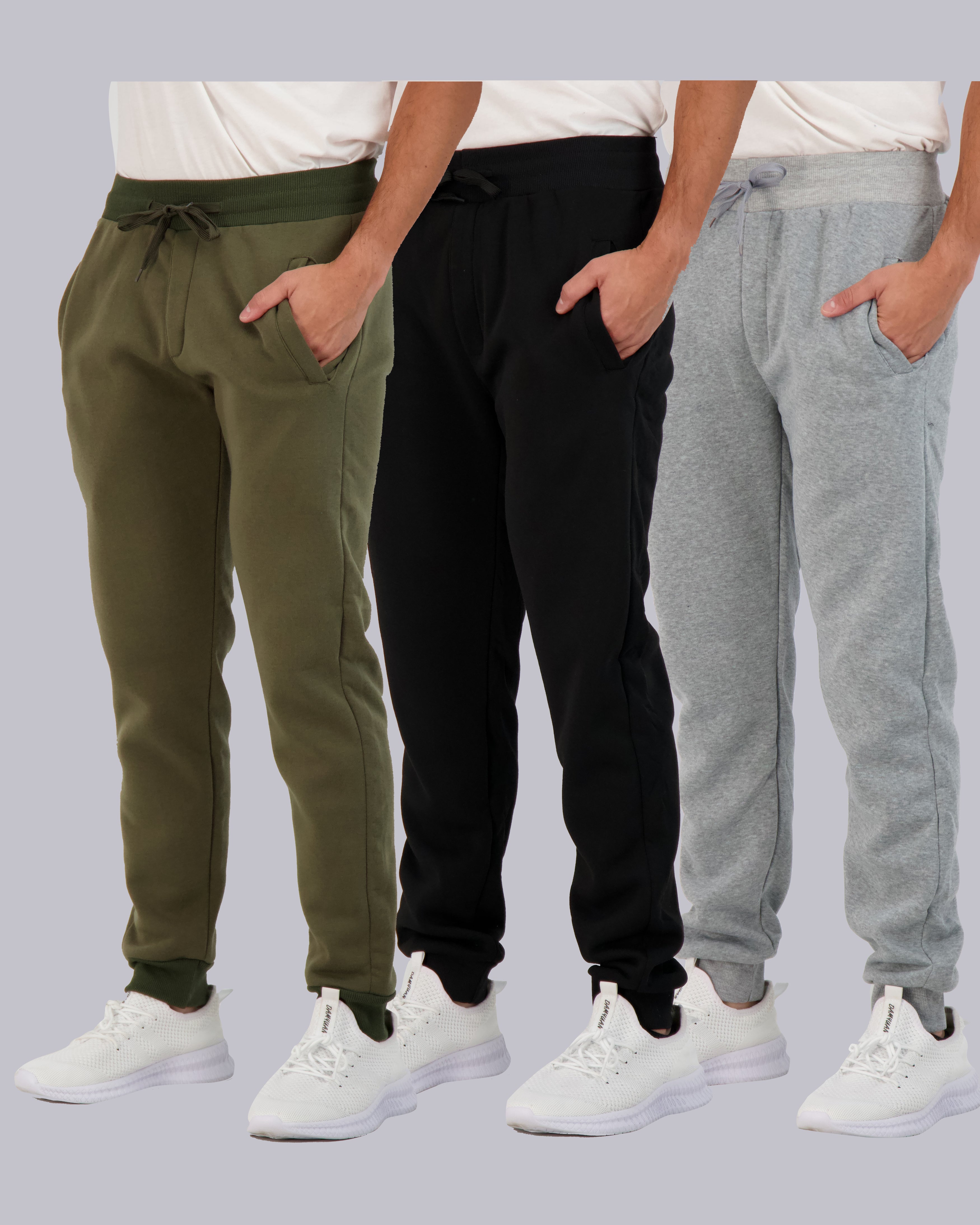 3 Pack: Mens Fleece Jogger Sweatpants
