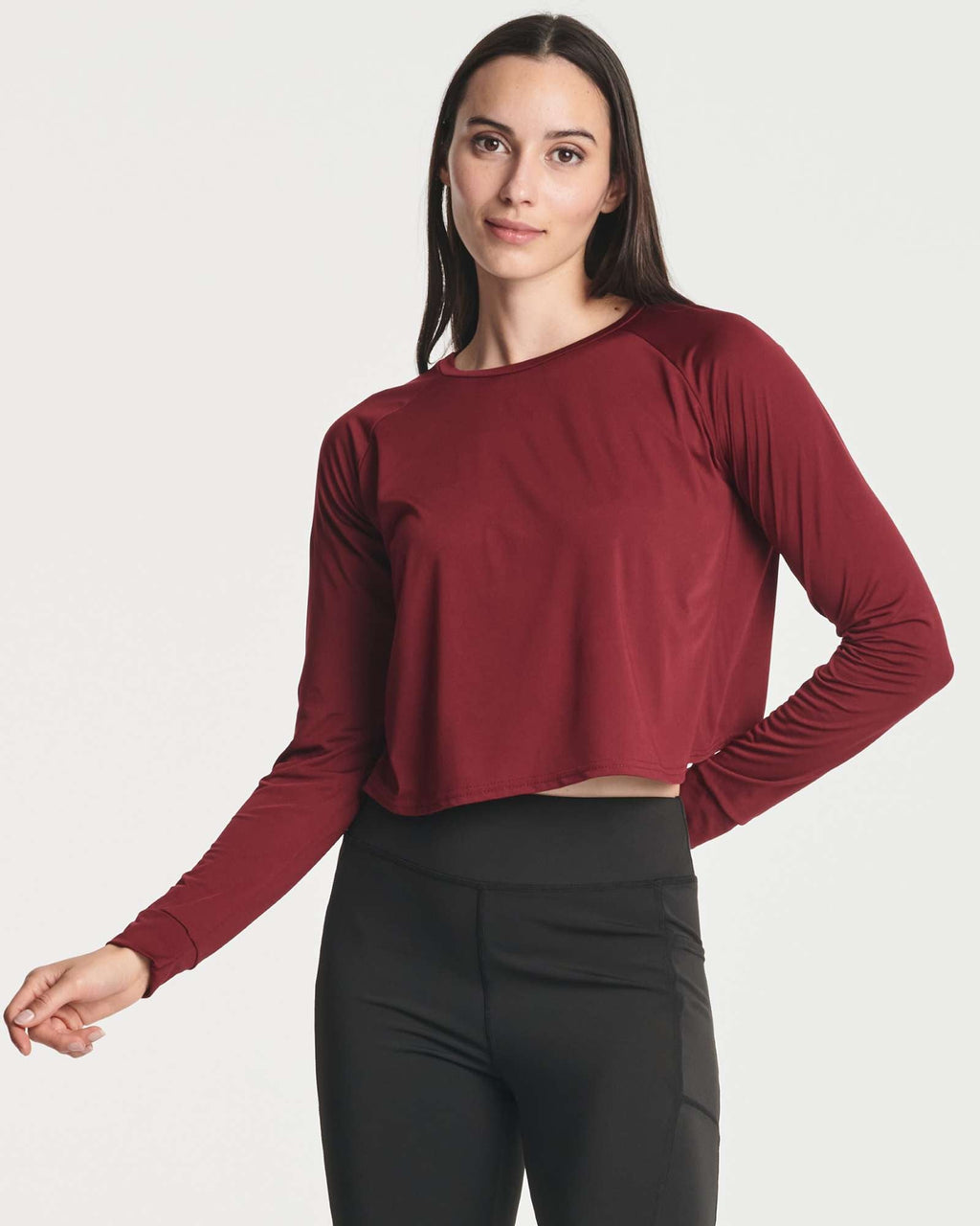 4 Pack: Women's Long Sleeve Petal Back Crop Top (Available in Plus Size)
