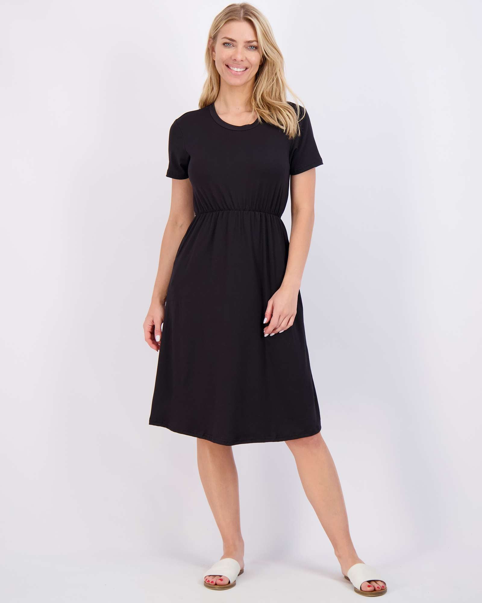 3 Pack: Women's Midi Short Sleeve Soft T-Shirt Dress (Available in Plus Size)