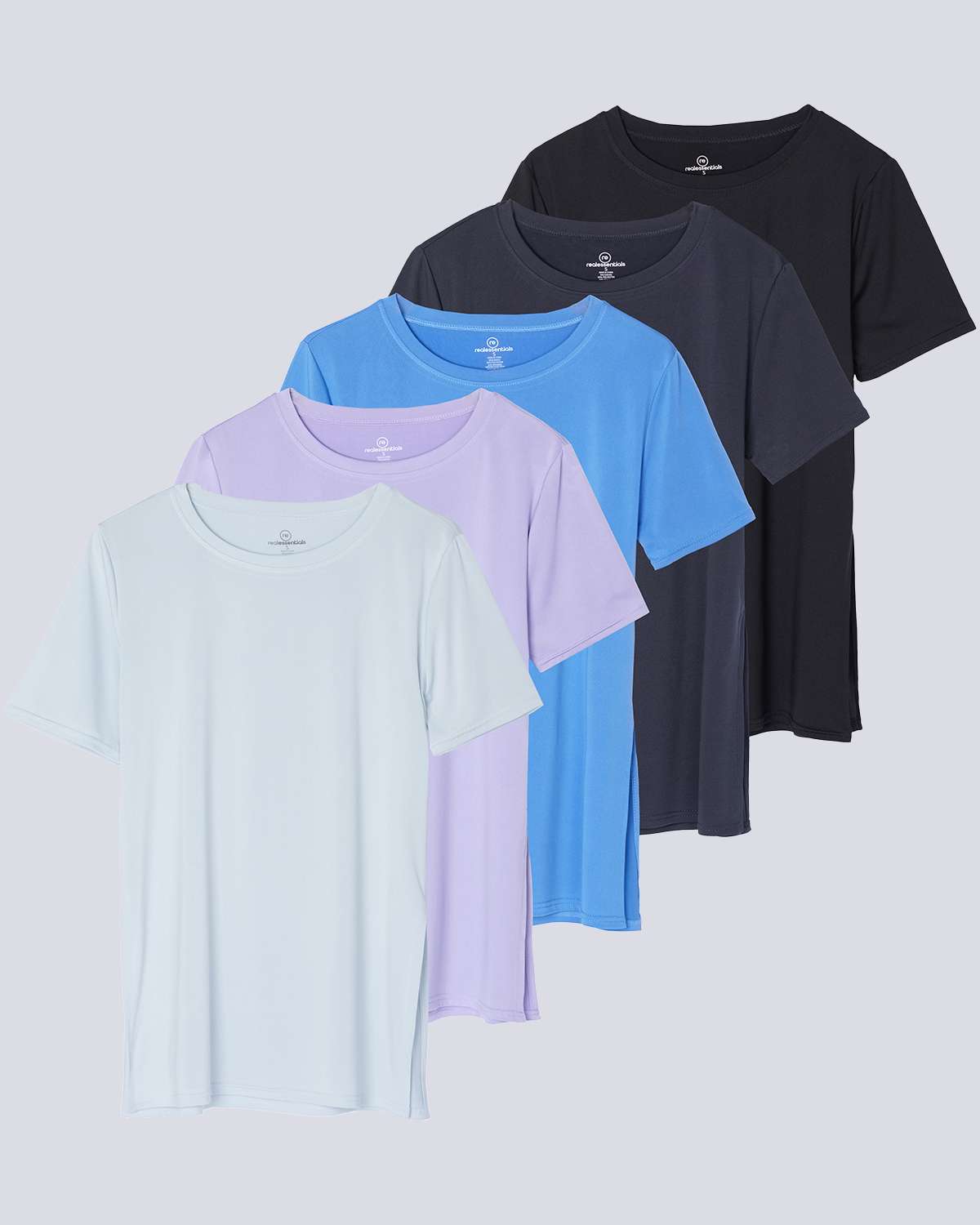 5 Pack: Women's Short Sleeve Crew Relaxed Yoga Top (Available in Plus Size)