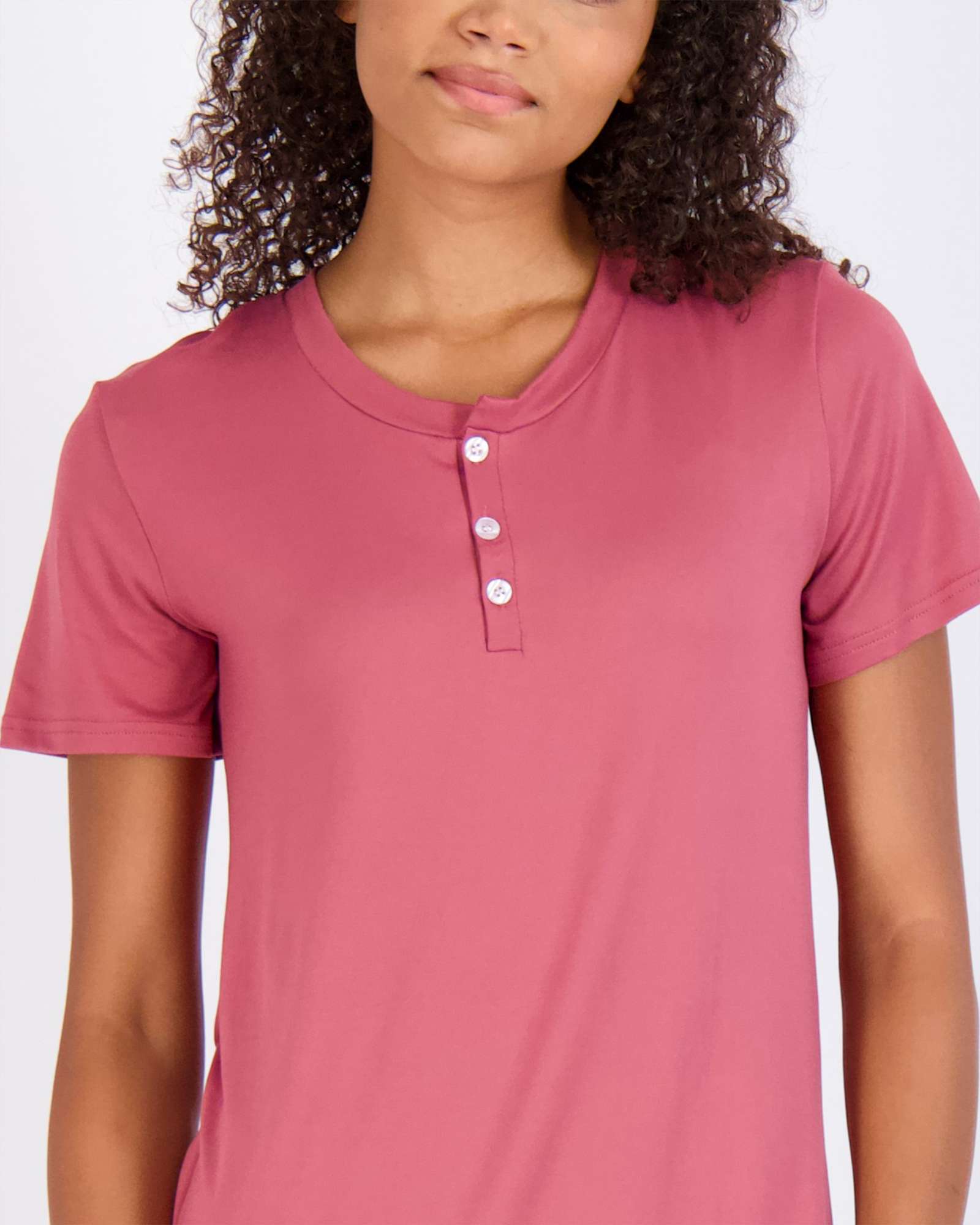 3 Pack: Womens Short Sleeve Henley Nightshirt Nightgown Sleep Dress