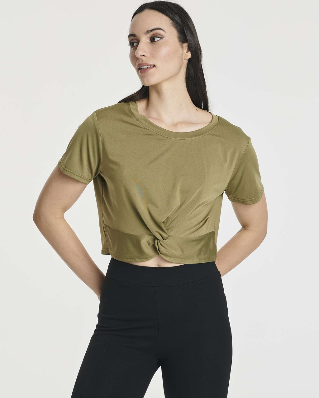 5 Pack: Women's Short Sleeve Twist Front Crop Top