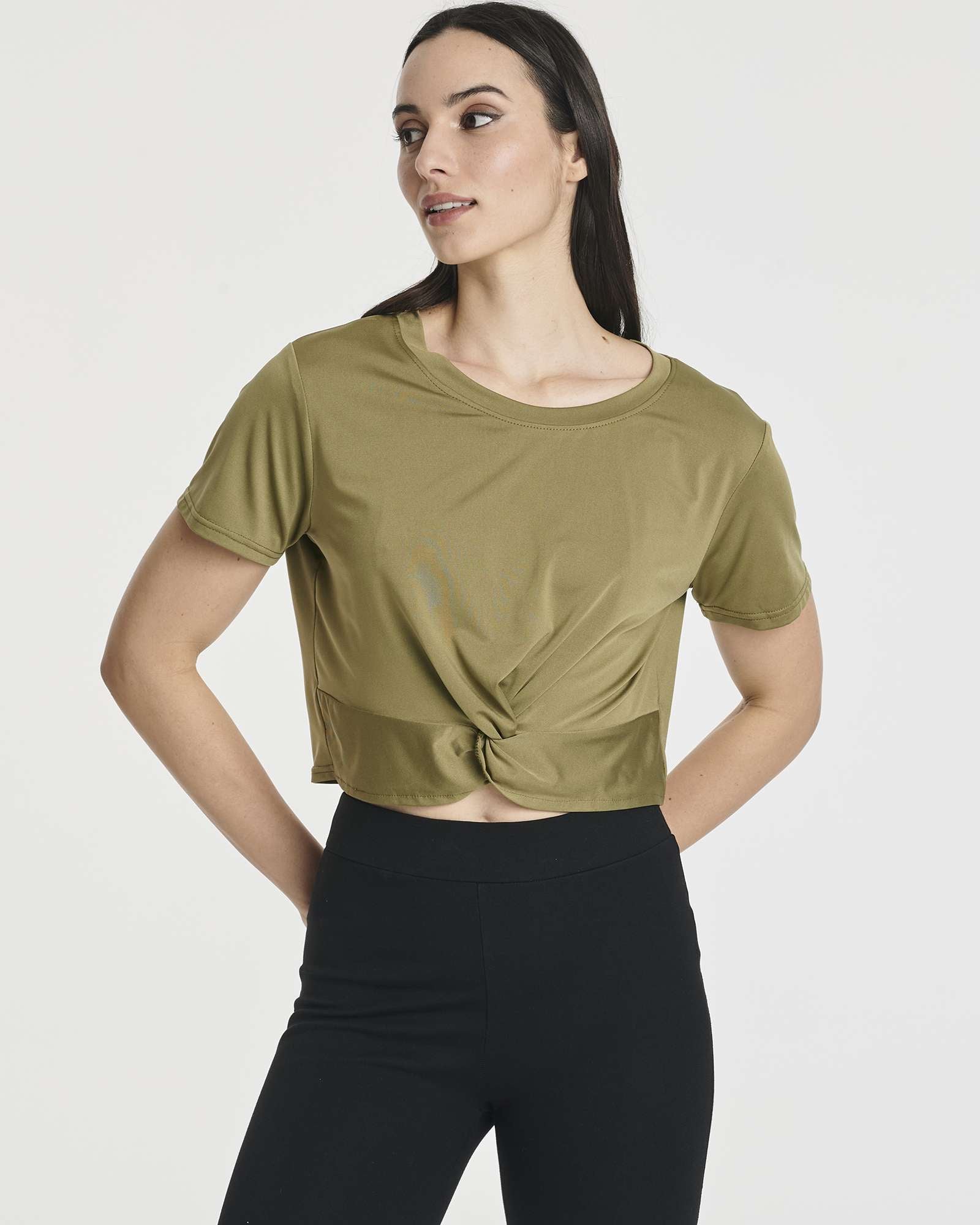 5 Pack: Women's Short Sleeve Twist Front Crop Top
