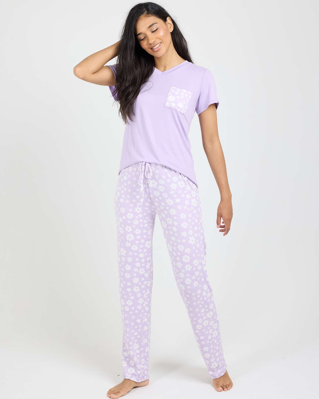 2 Pack: Women’s Pajama Set Super-Soft Short Sleeve V-Neck Top With Pants (Available in Plus Size)