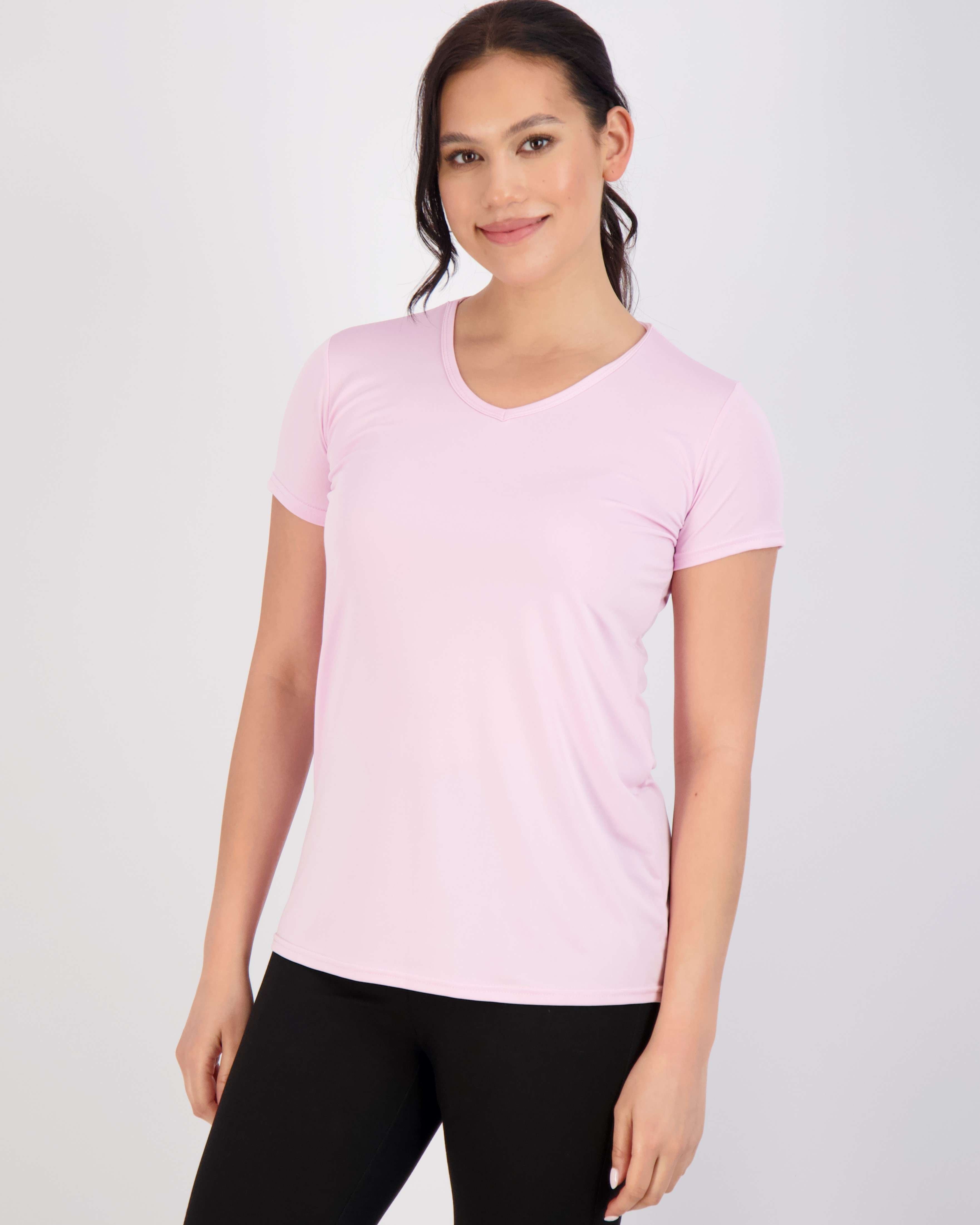 5 Pack: Womens Short Sleeve Dry-Fit V-Neck T-Shirt