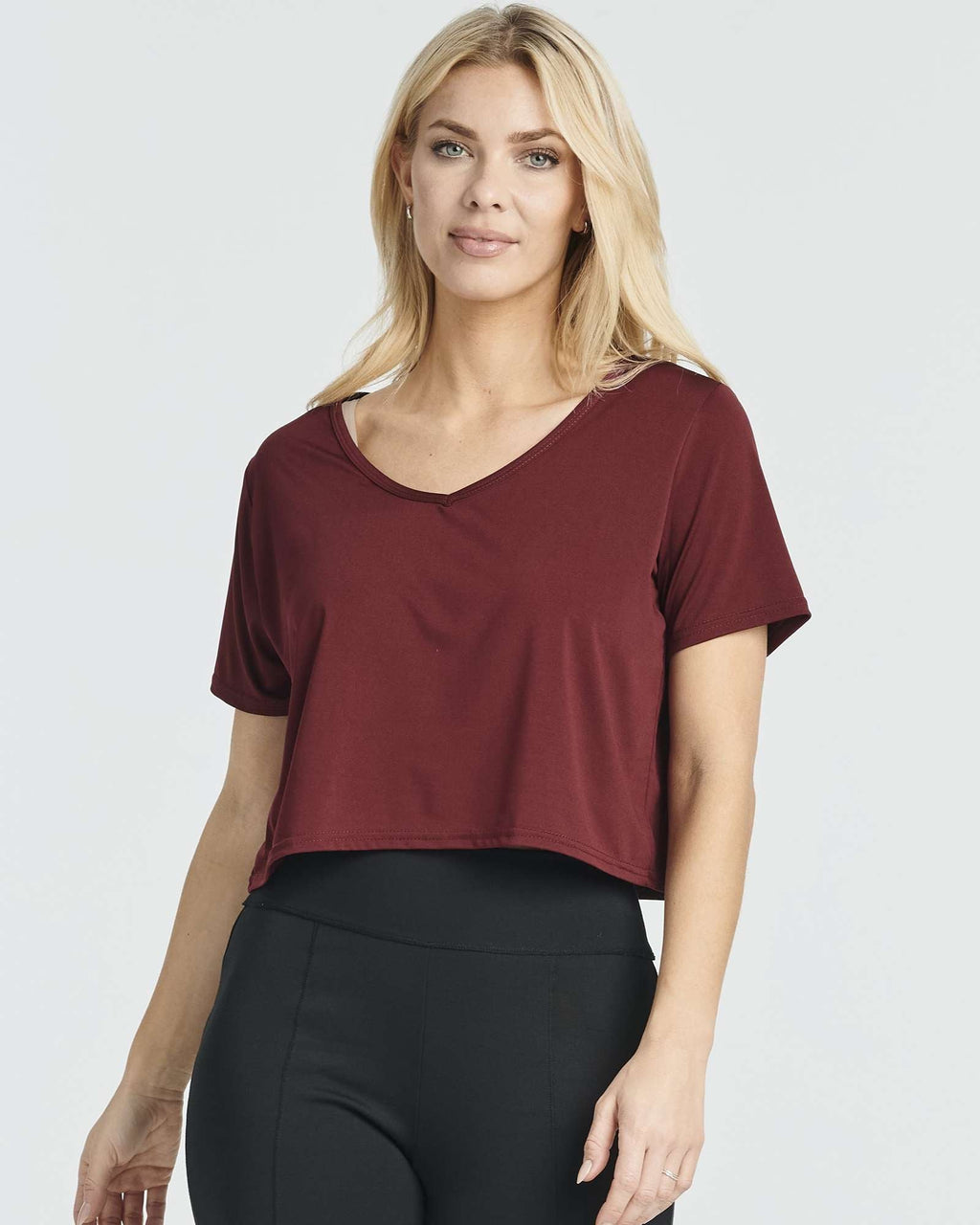 5 Pack: Women's Dry-Fit Short Sleeve V-Neck Crop Top