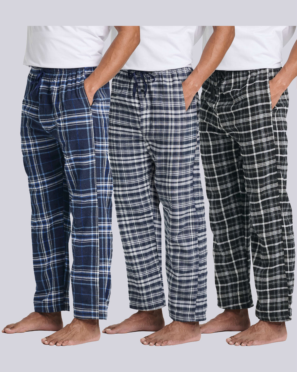 3 Pack: Mens Flannel Plaid Pajama Pants