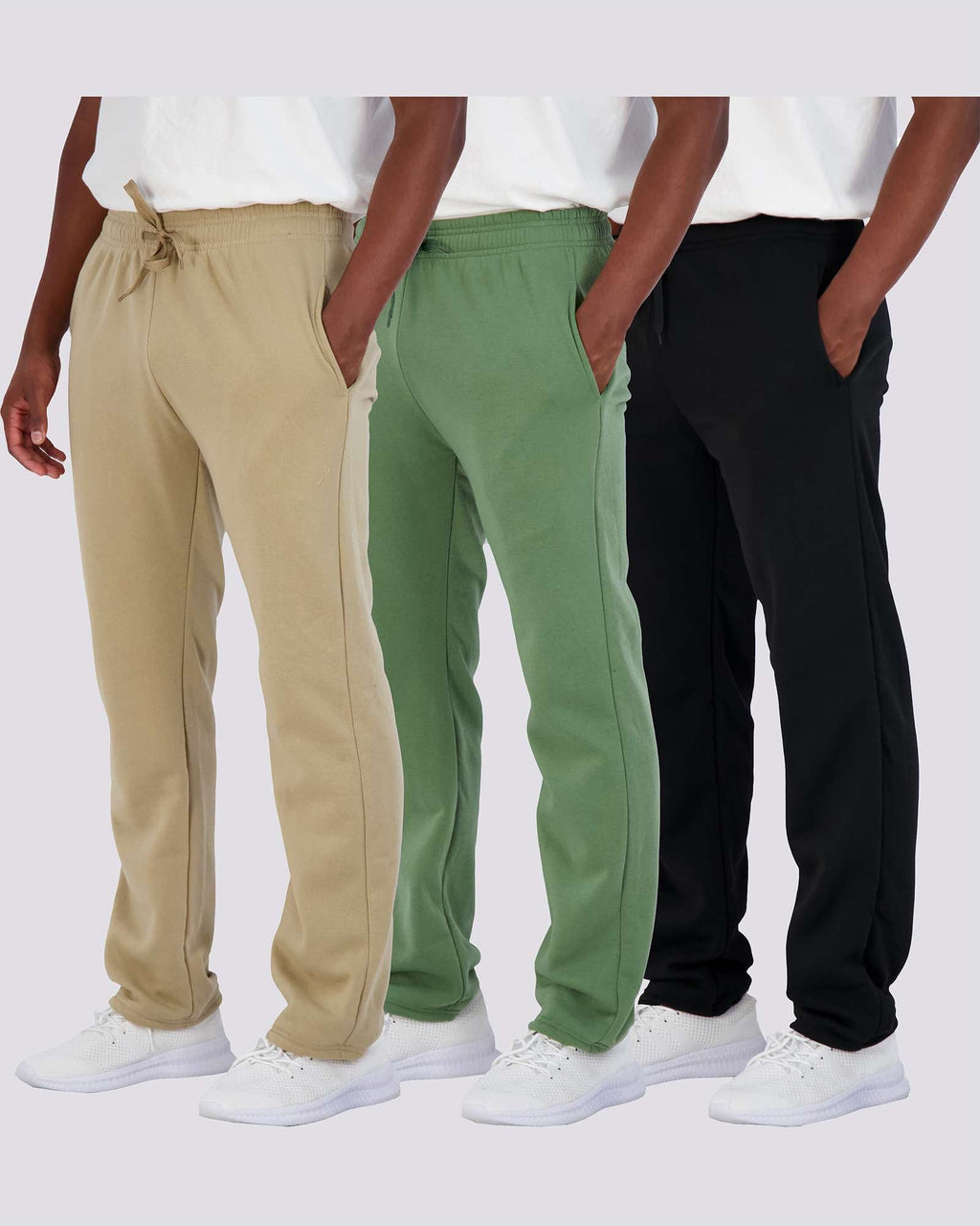 3 Pack: Mens Fleece Open Bottom Sweatpants