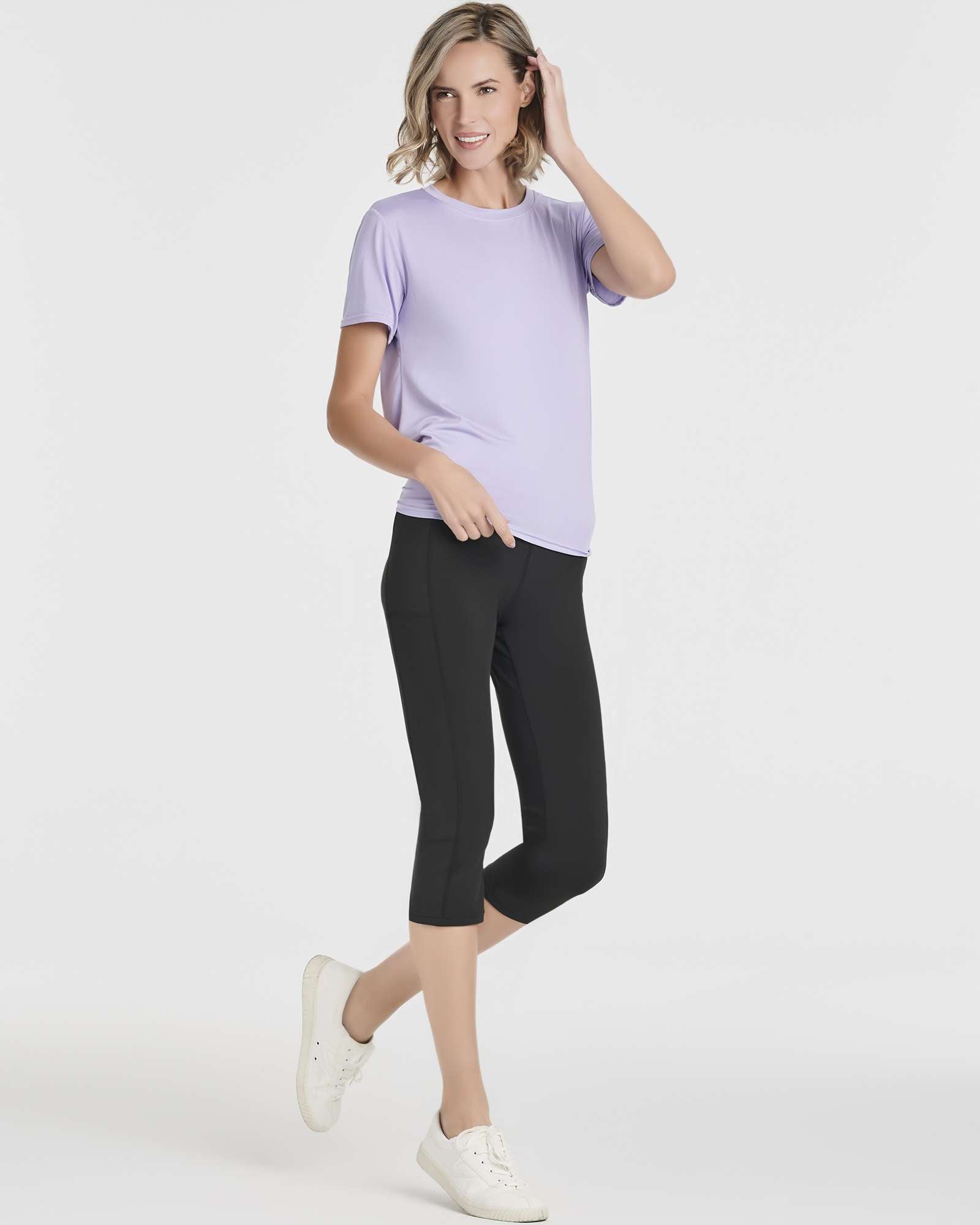 5 Pack: Women's Short Sleeve Open Back Tie Back Dry-Fit T-Shirt