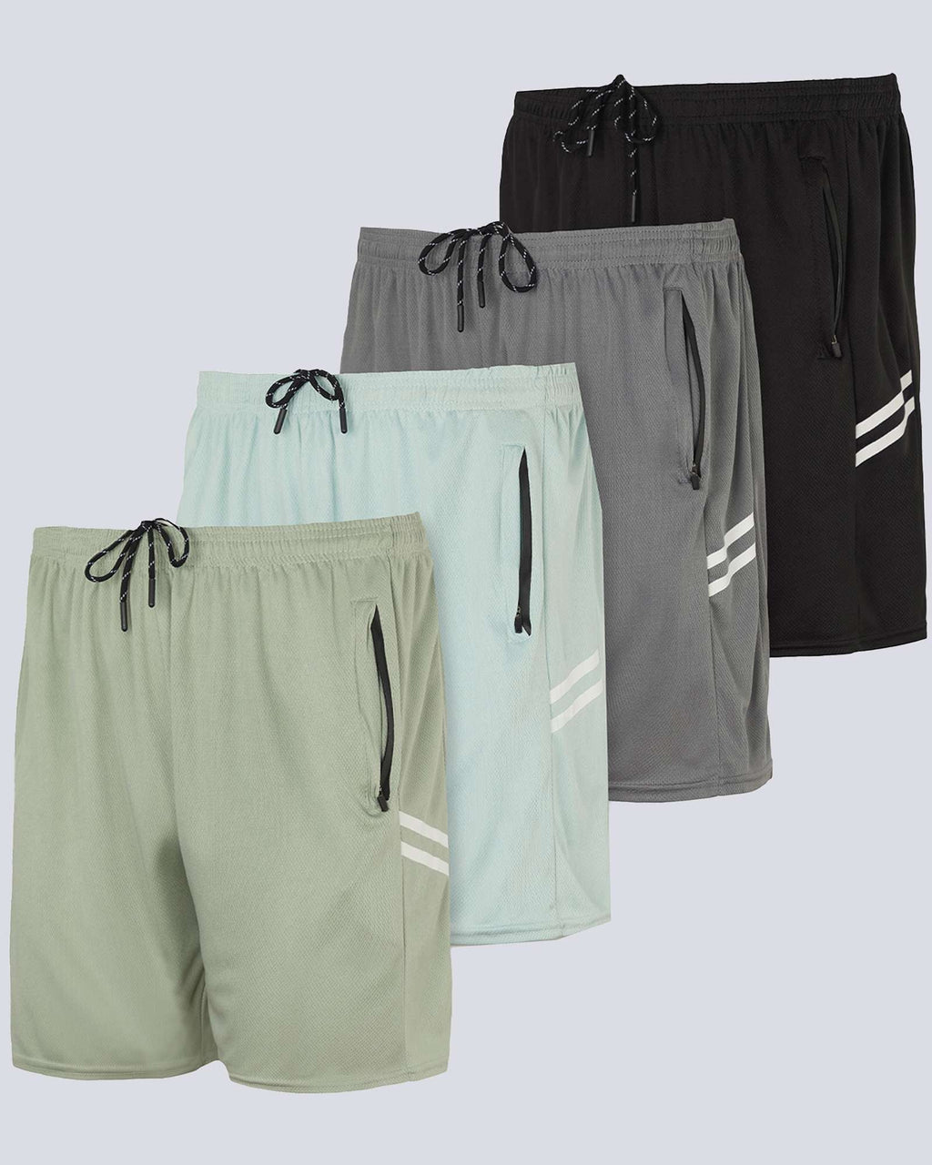 4 Pack: 7" Athletic Running Quick Dry Mesh Shorts with Zipper Pockets (Available In Big & Tall)