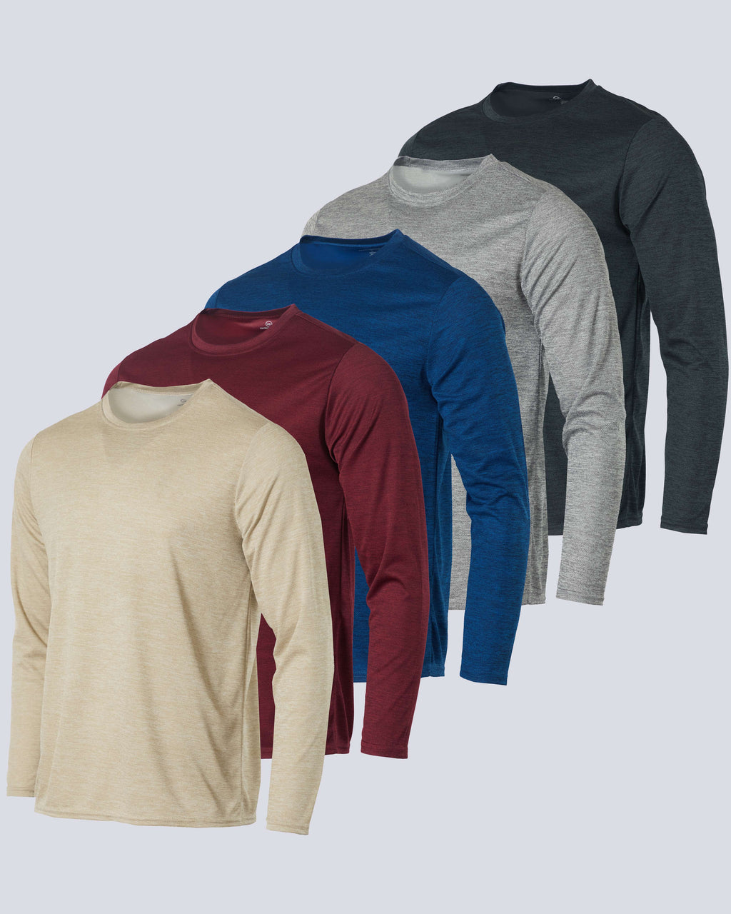 5 Pack: Men's Mesh Quick Dry Athletic Long Sleeve T-Shirt  UPF SPF UV Sun (Available in Big & Tall)
