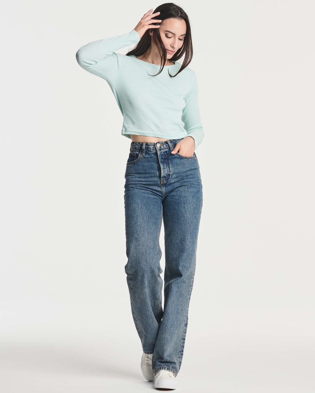 4 Pack: Women's Long Sleeve Ribbed Knit Crop Top (Available in Plus Size)