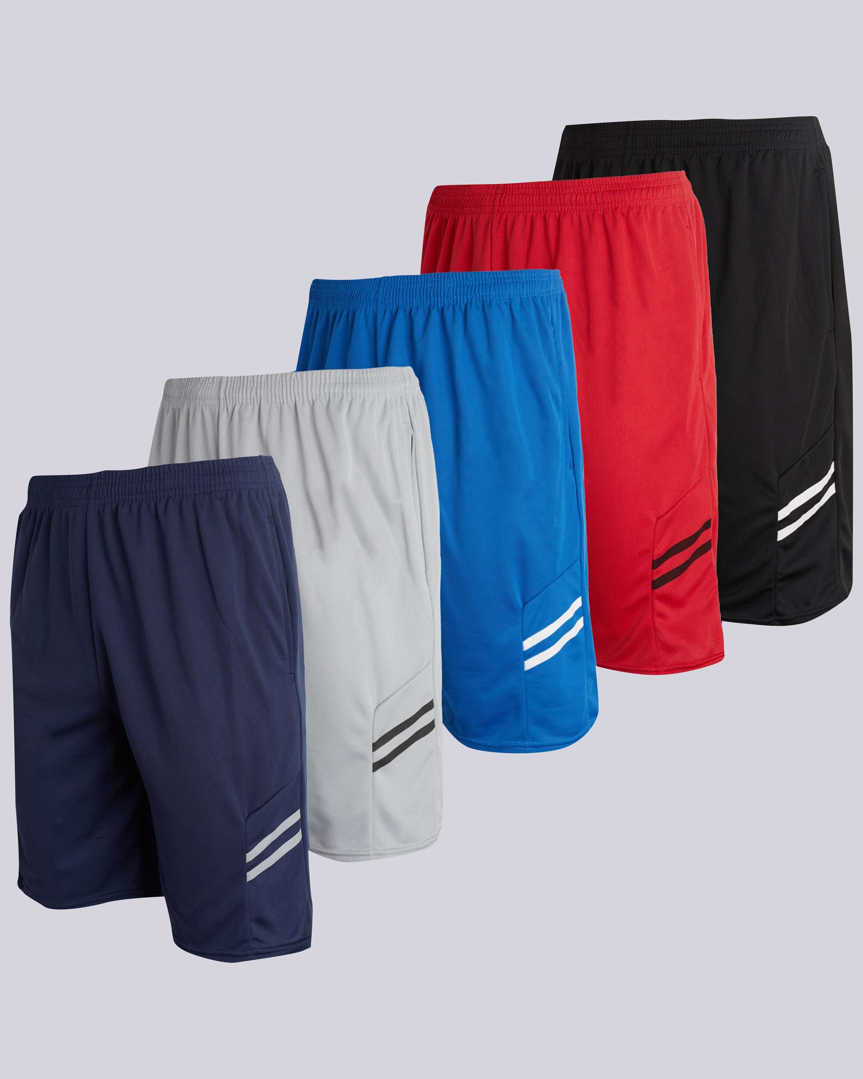 5 Pack: Men's Mesh Athletic Gym Shorts