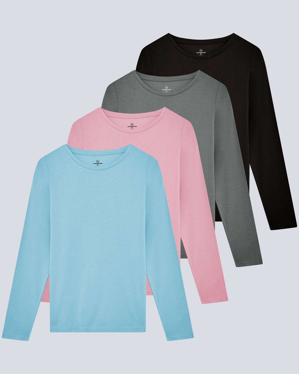 4 Pack: Women's Cotton Classic-Fit Long-Sleeve Crewneck T-Shirt (Available in Plus Size)