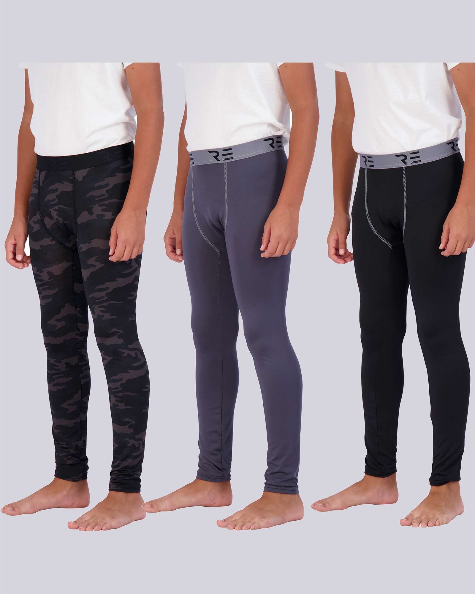 3 Pack: Boys Compression Pants Base Layer
