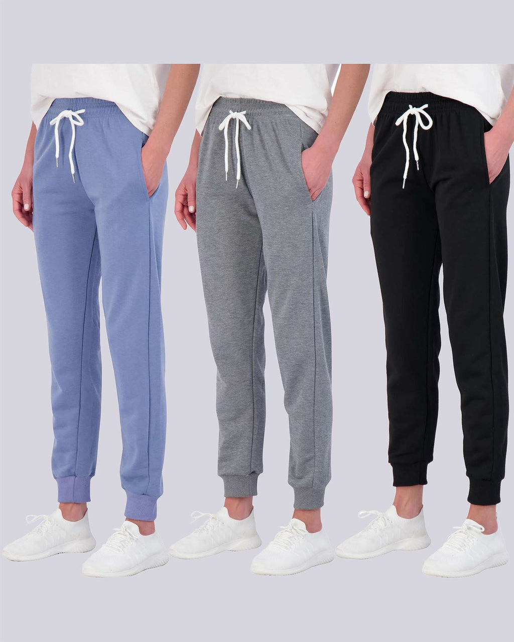 3 Pack: Womens French Terry Lounge Jogger Sweatpants