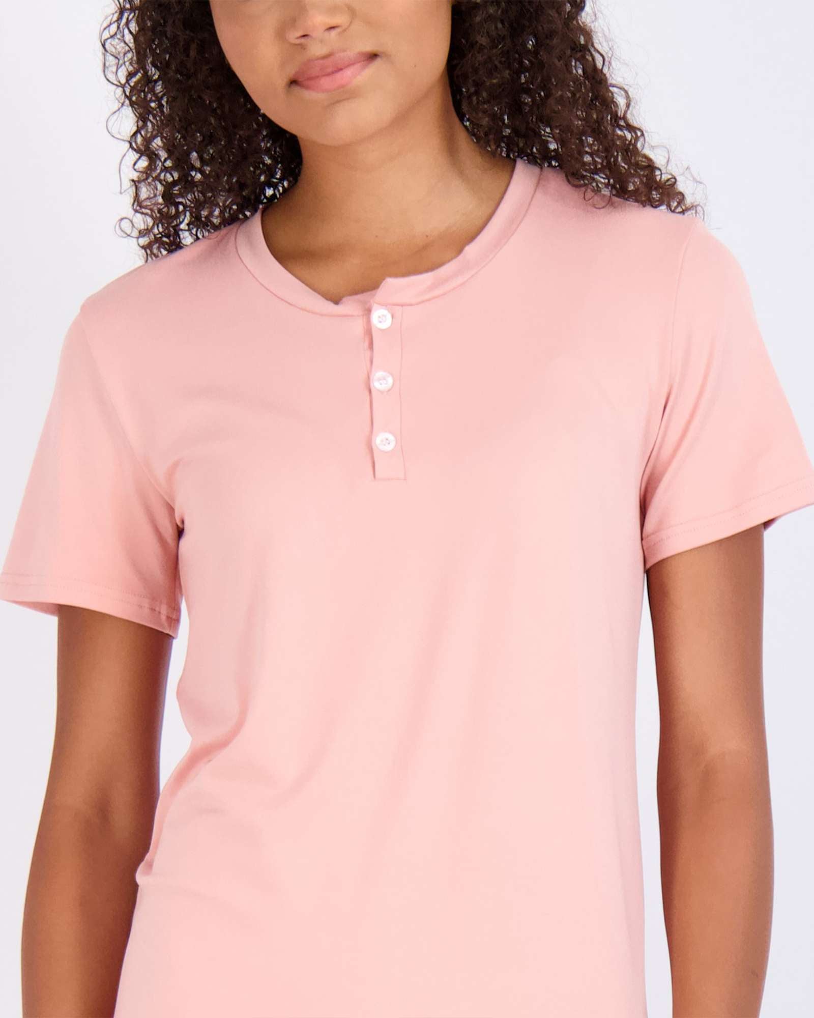 3 Pack: Womens Short Sleeve Henley Nightshirt Nightgown Sleep Dress