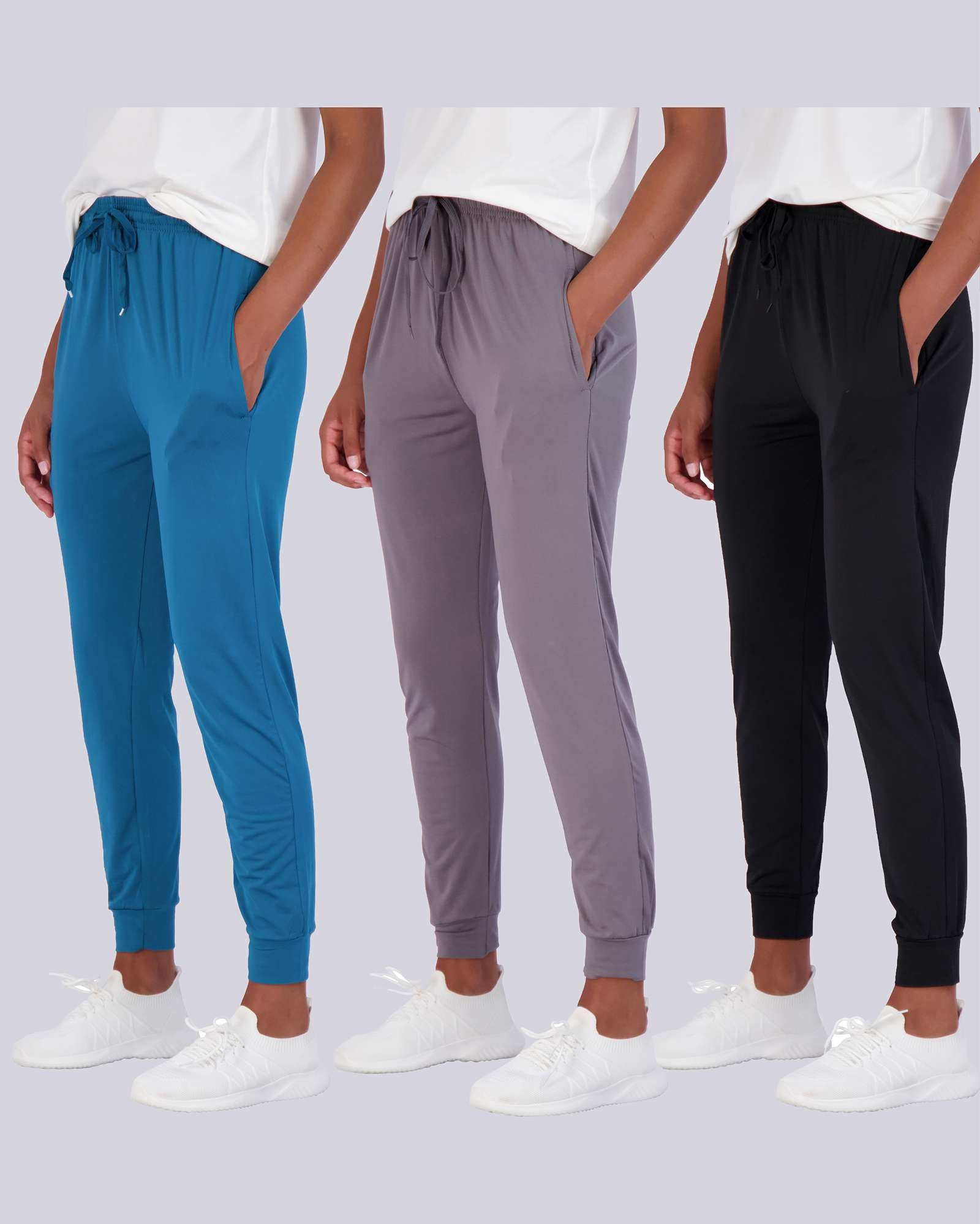 3 Pack: Womens Dry-Fit Active Joggers