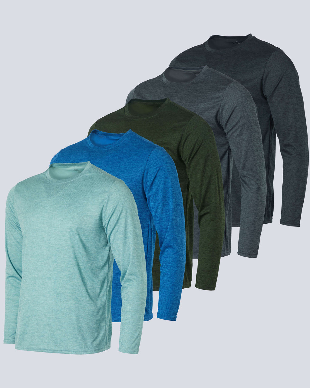 5 Pack: Men's Mesh Quick Dry Athletic Long Sleeve T-Shirt  UPF SPF UV Sun (Available in Big & Tall)