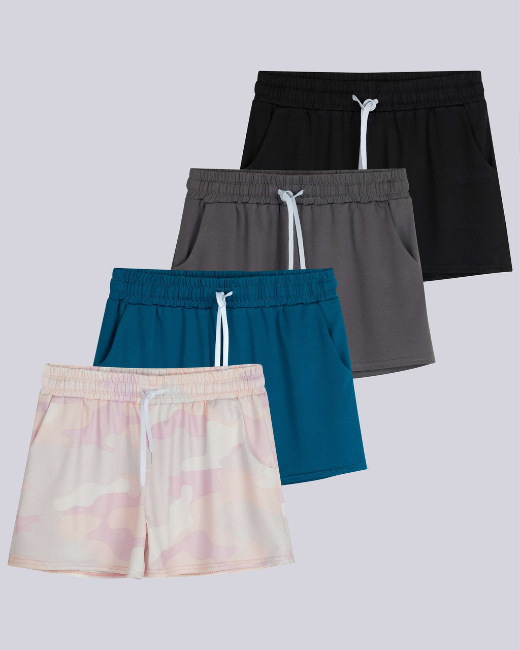 4 Pack: Girls Dry-Fit Active Shorts
