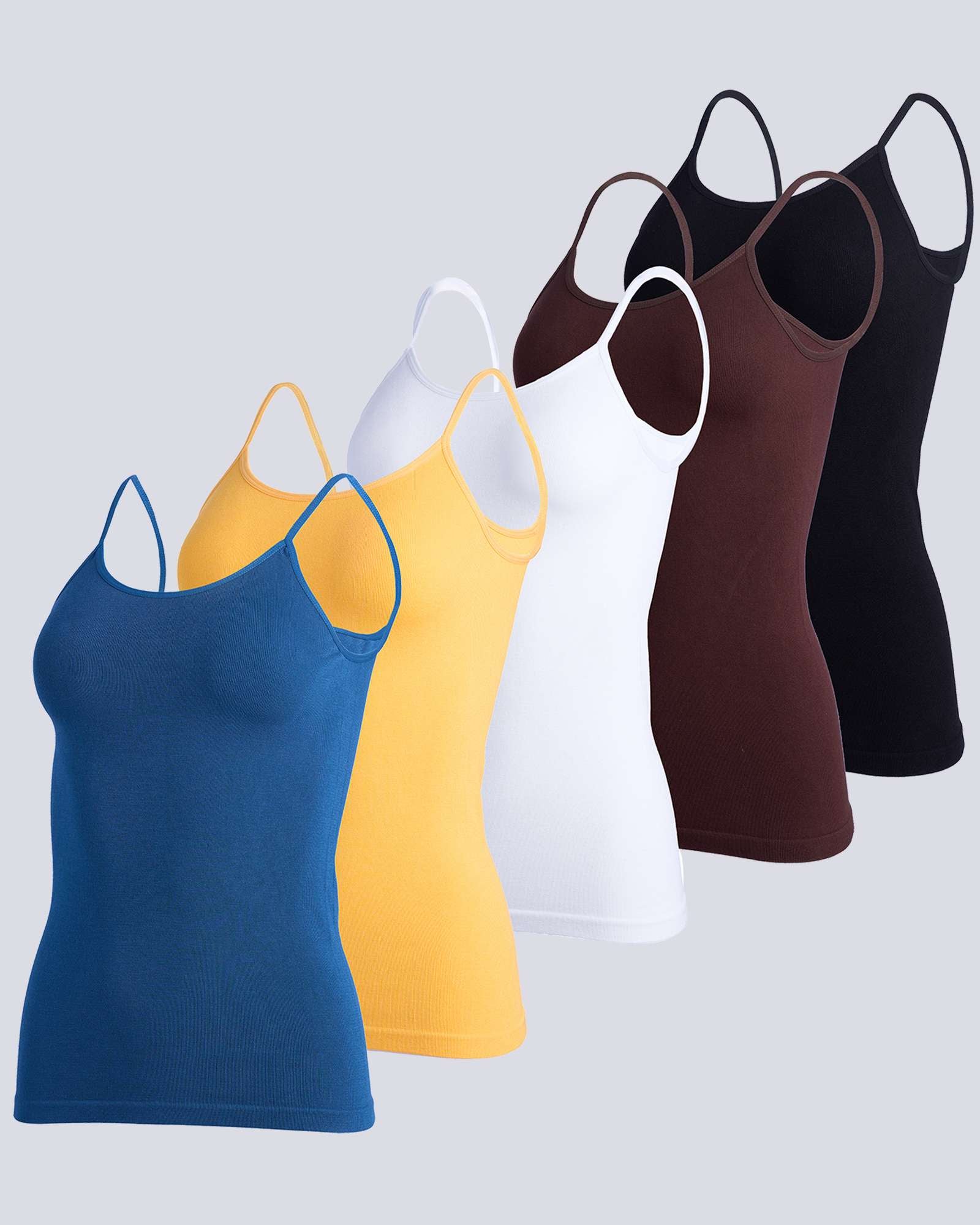 5 Pack: Women's Ribbed Spaghetti Strap Camisole