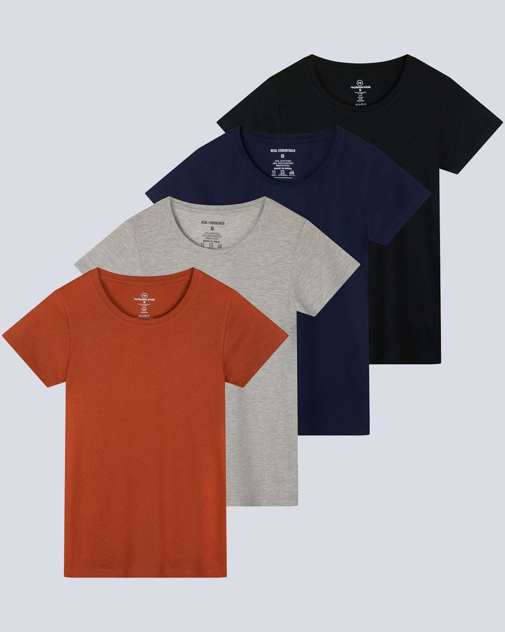 4 Pack: Womens Classic-Fit Cotton Short-Sleeve Scoop Neck T-Shirt