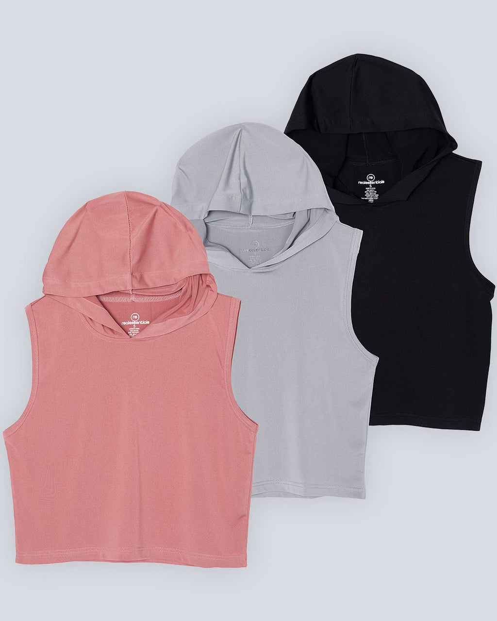 3 Pack: Women's Sleeveless Cropped Tank Top Hoodie