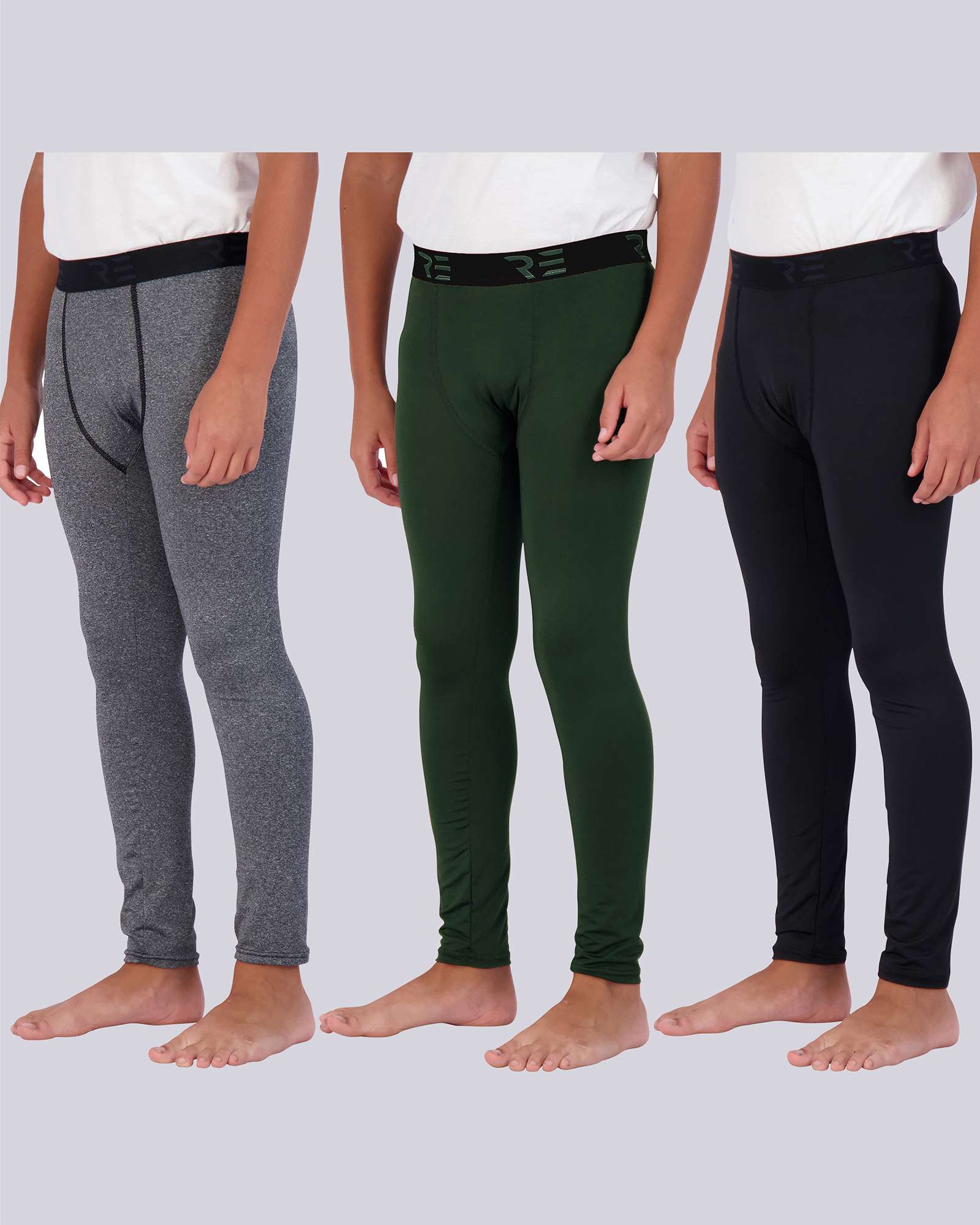 3 Pack: Boys Compression Pants Base Layer