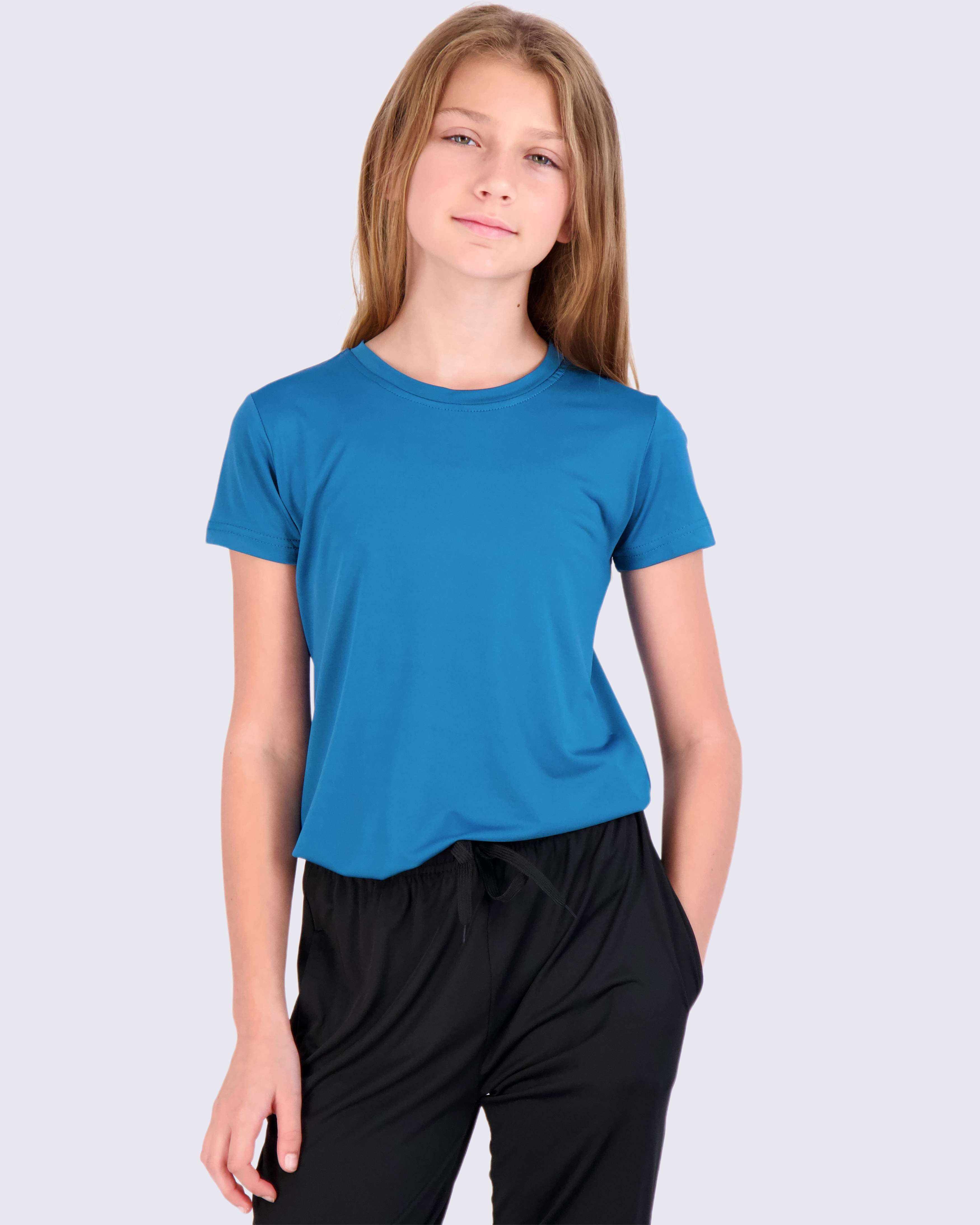 4 Pack: Girls Short Sleeve Dry-Fit Crew Neck Active T-Shirt