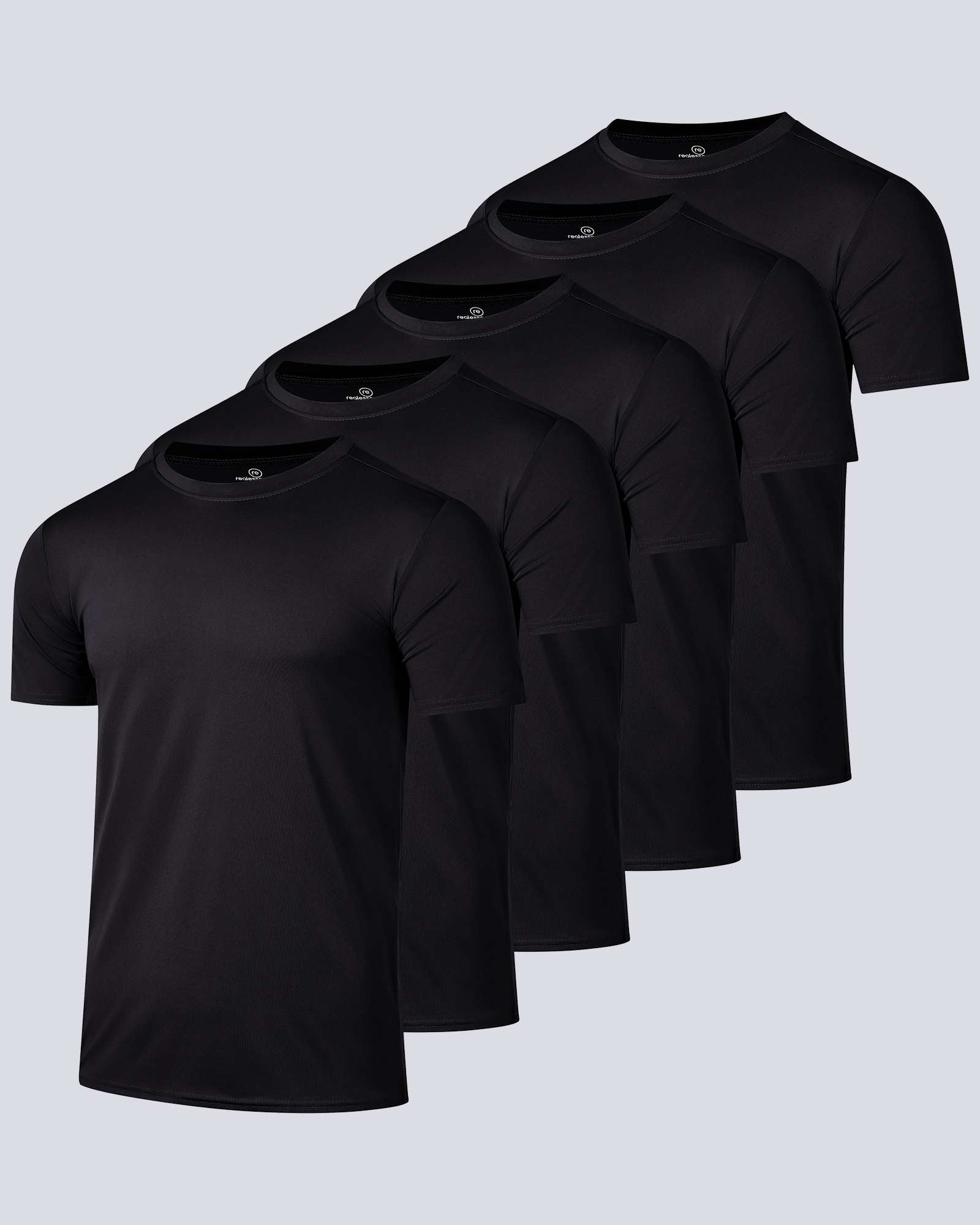 5 Pack: Mens Dry-Fit Active Crew Neck T-Shirt