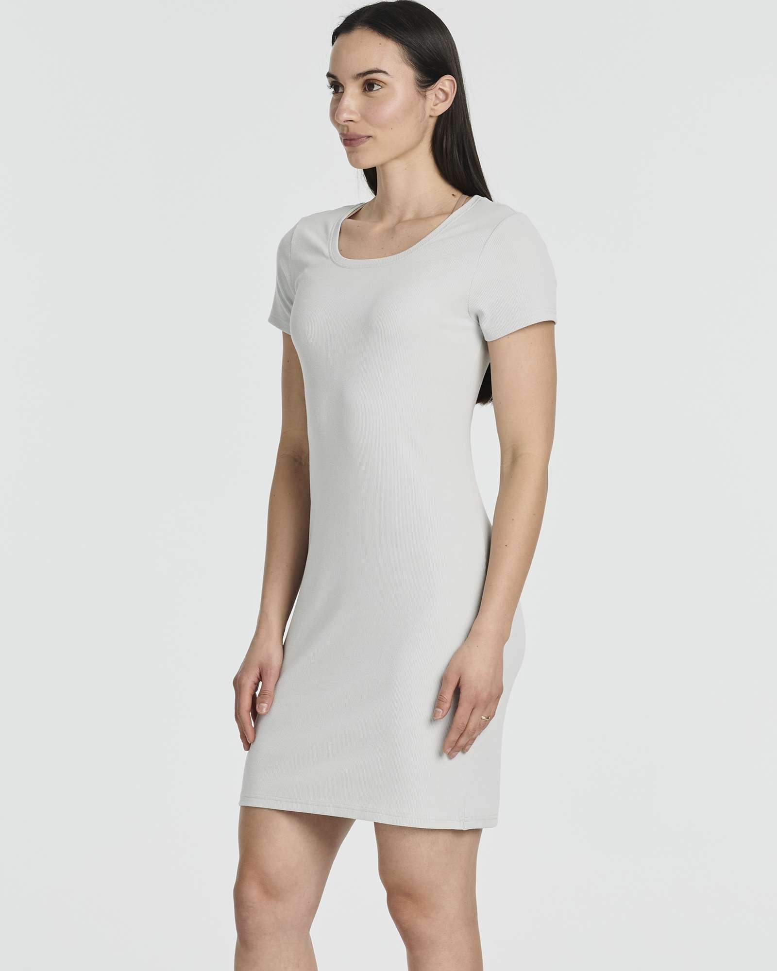 3 Pack: Women's Mini Short Sleeve Ribbed T-Shirt Dress