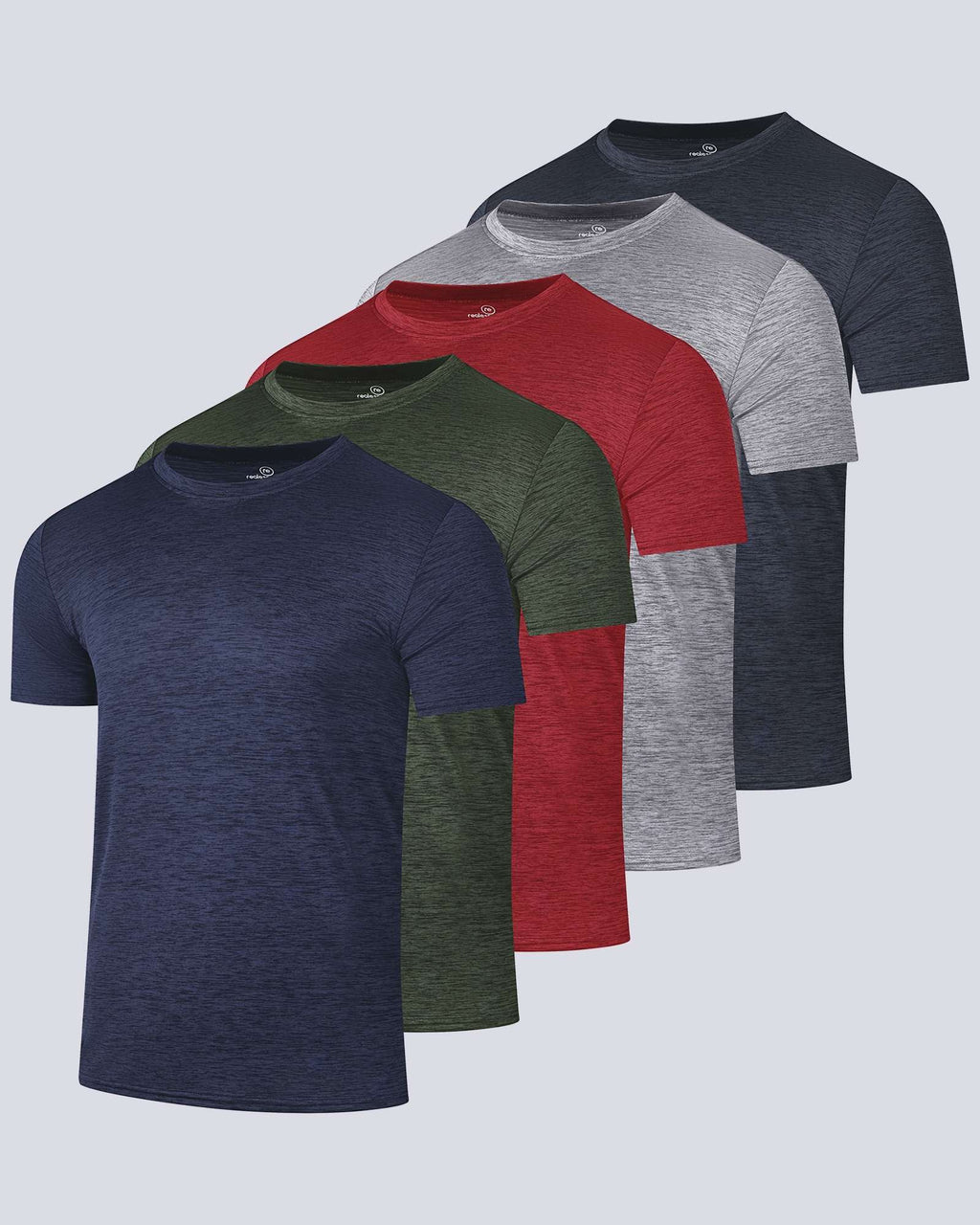 5 Pack: Mens Dry-Fit Active Crew Neck T-Shirt