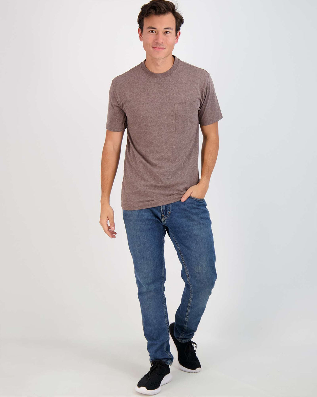 4 Pack: Mens Cotton Short Sleeve Crew Neck Pocket T-Shirt