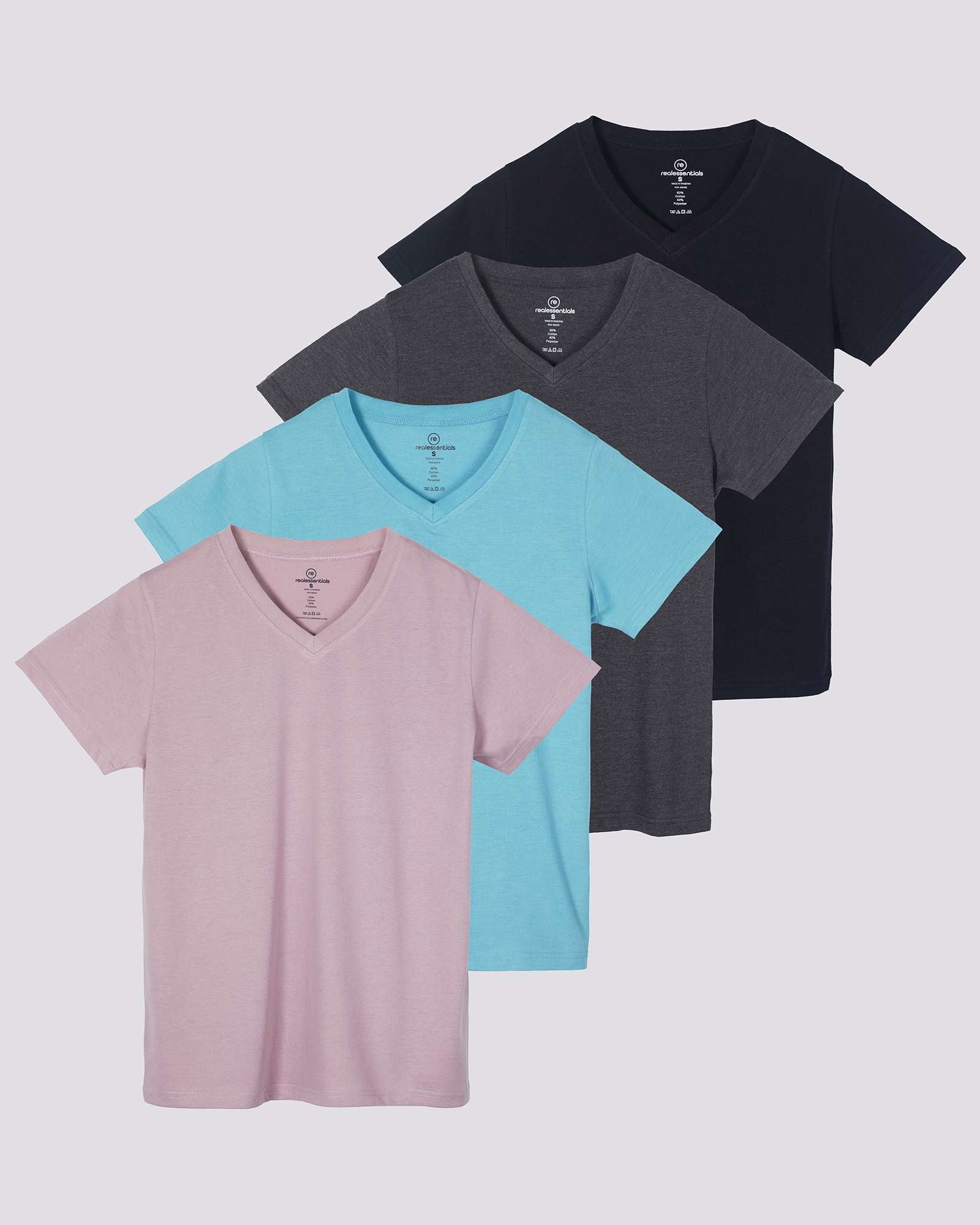 4 Pack: Women's Short-Sleeve V-Neck T-Shirt (Available in Plus Size)