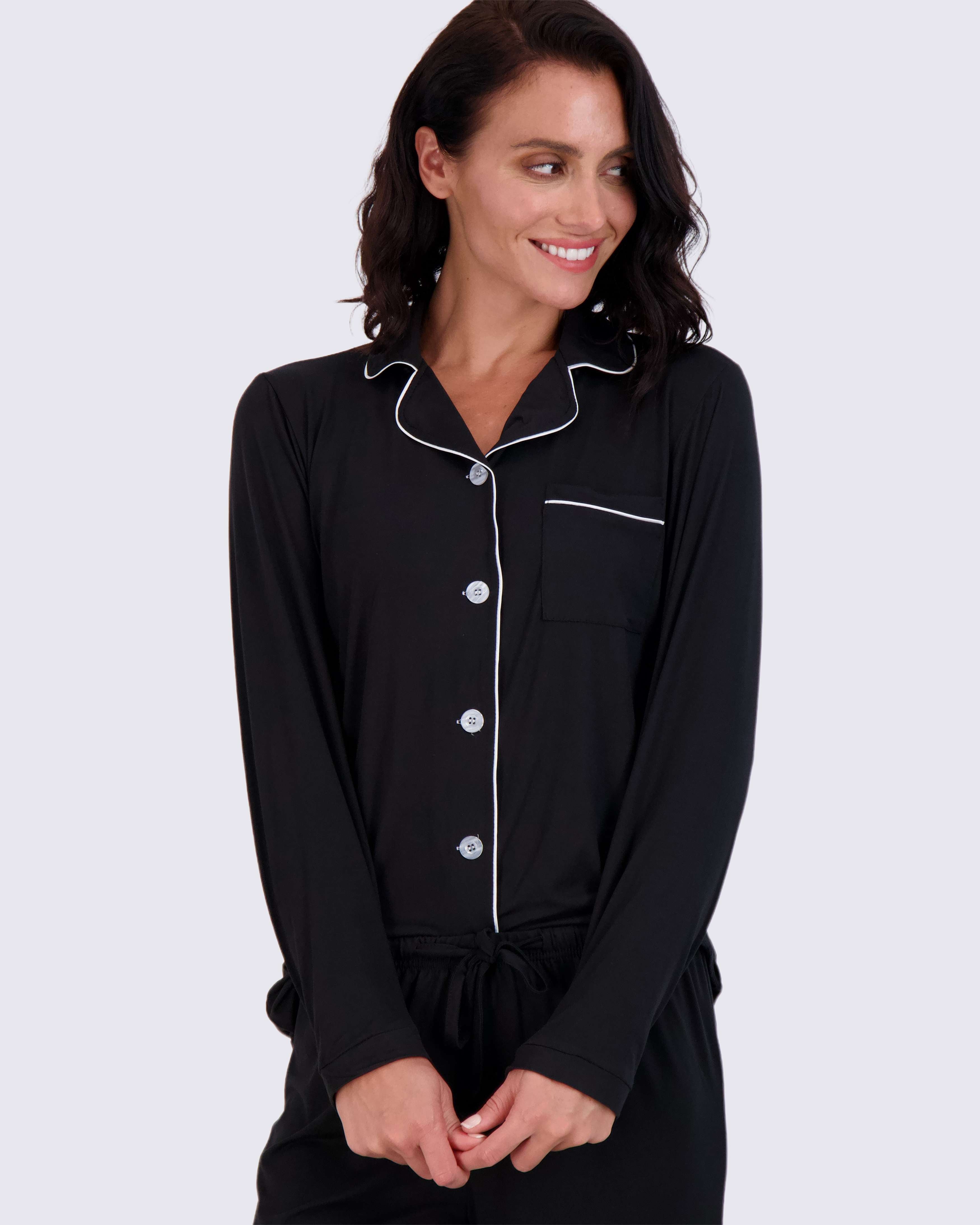 4 Piece: Women’s Long Sleeve Button Down Pajama Set