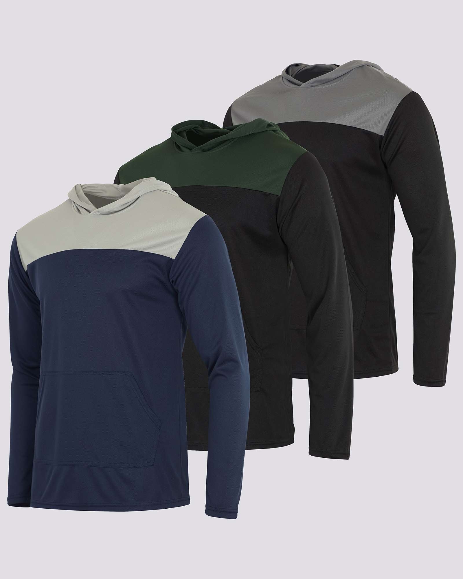 3 Pack: Mens Mesh Pullover Hoodie