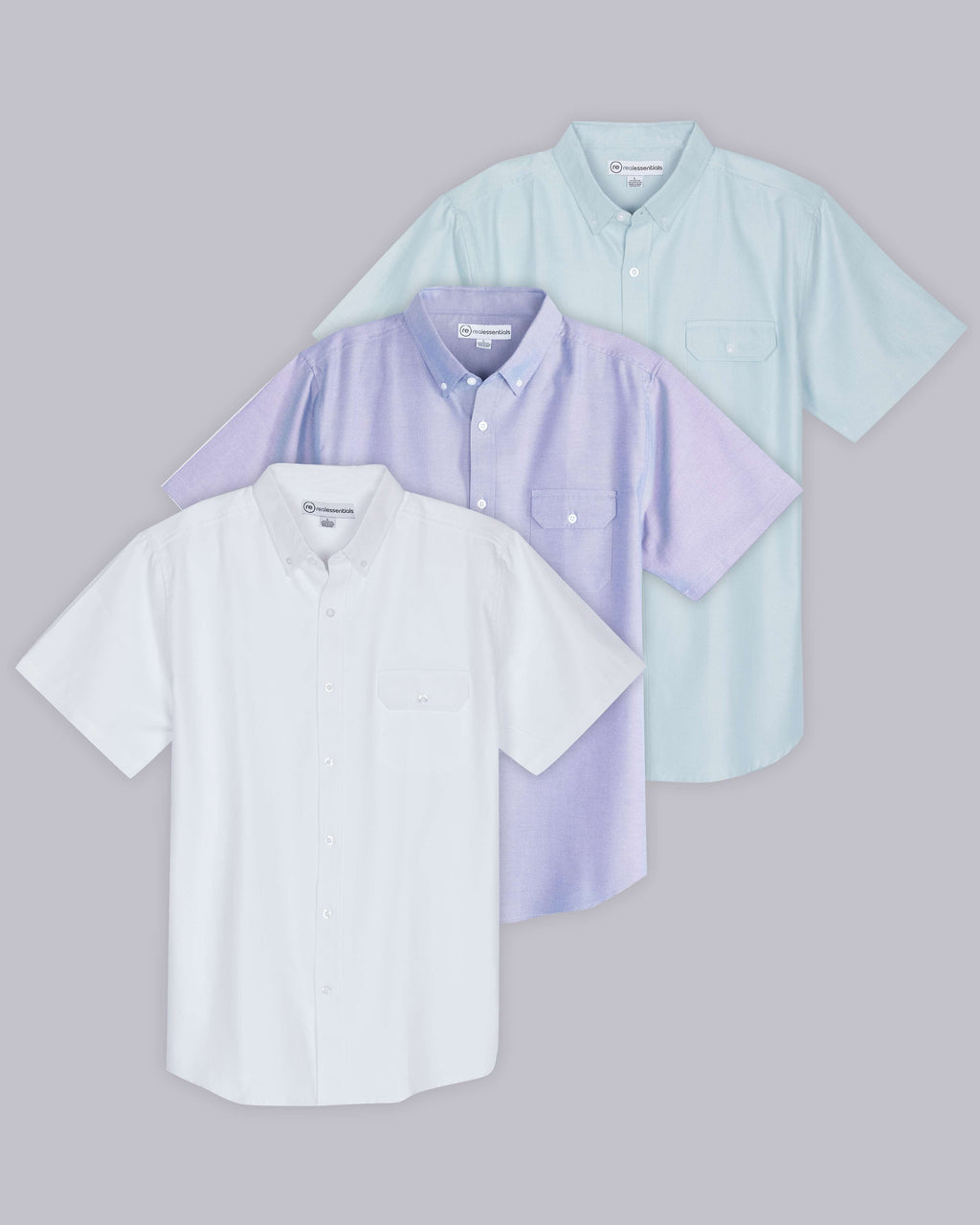 3 Pack: Men's Short-Sleeve Oxford Shirt (Available in Big & Tall)
