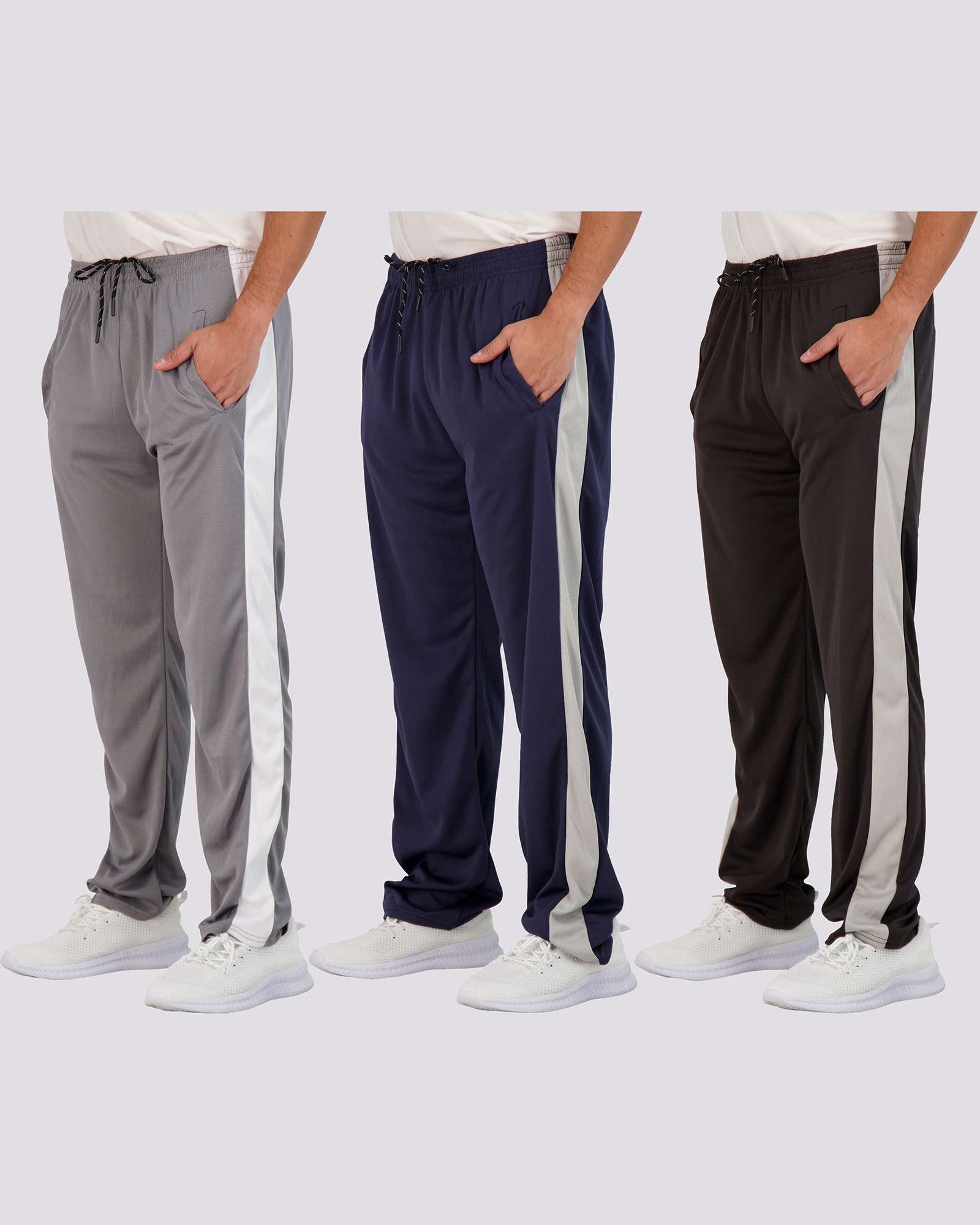 3 Pack: Mens Mesh Active Open Bottom Sweatpants