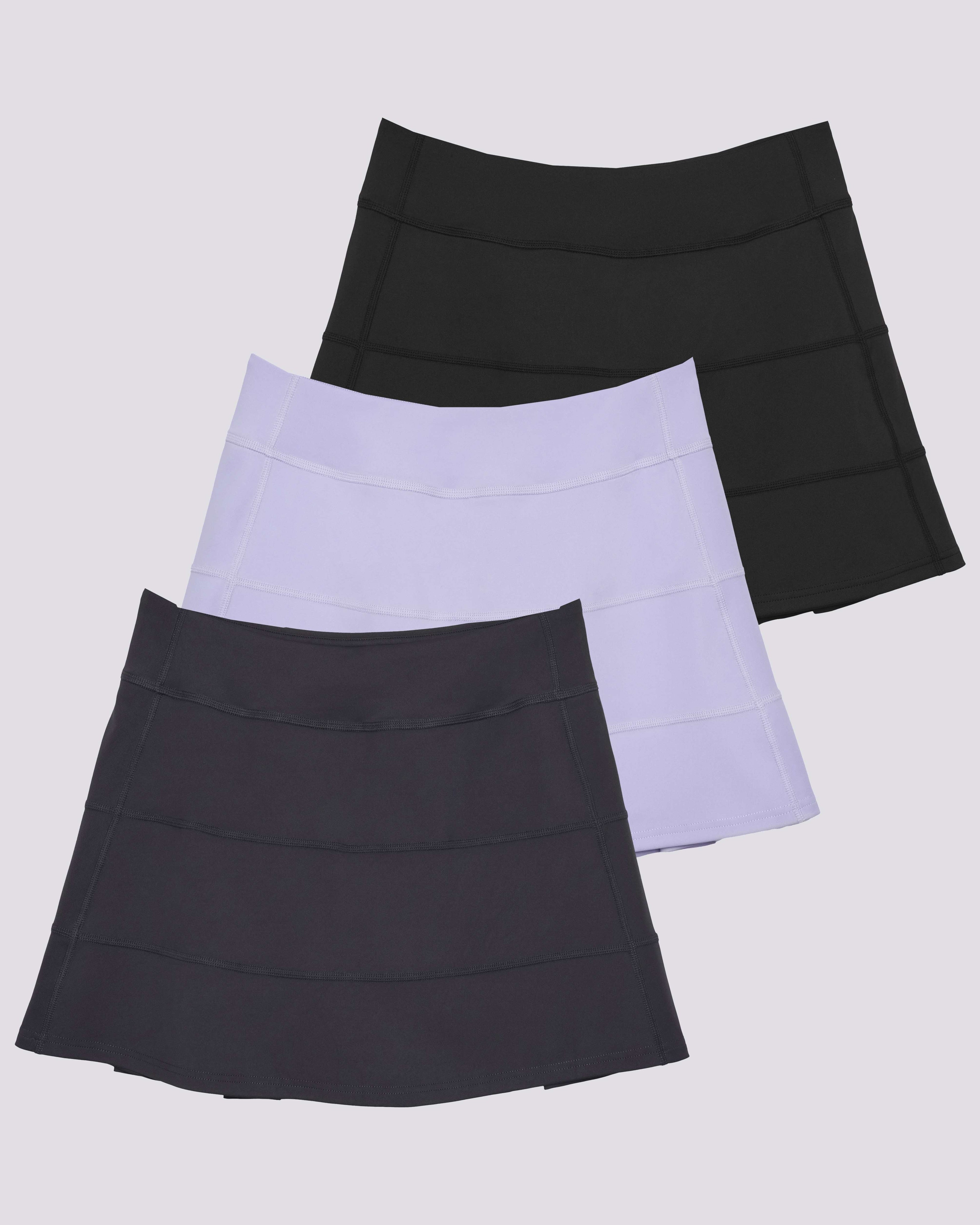 3 Pack: Women's 14" Pleated Tennis Skorts with Pockets