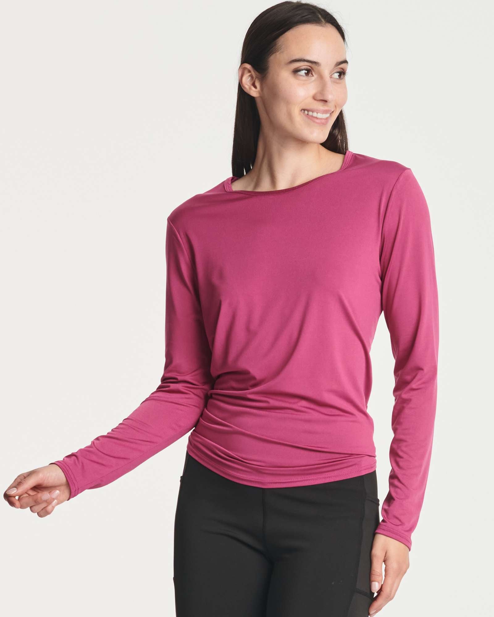 4 Pack: Women's Long-Sleeve Mesh Insert Tie Back Shirt (Available in Plus Size)