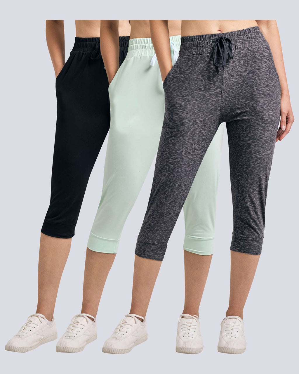 3 Pack: Women's Capri Joggers (Available in Plus Size)